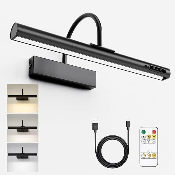 Black rechargeable mirror light