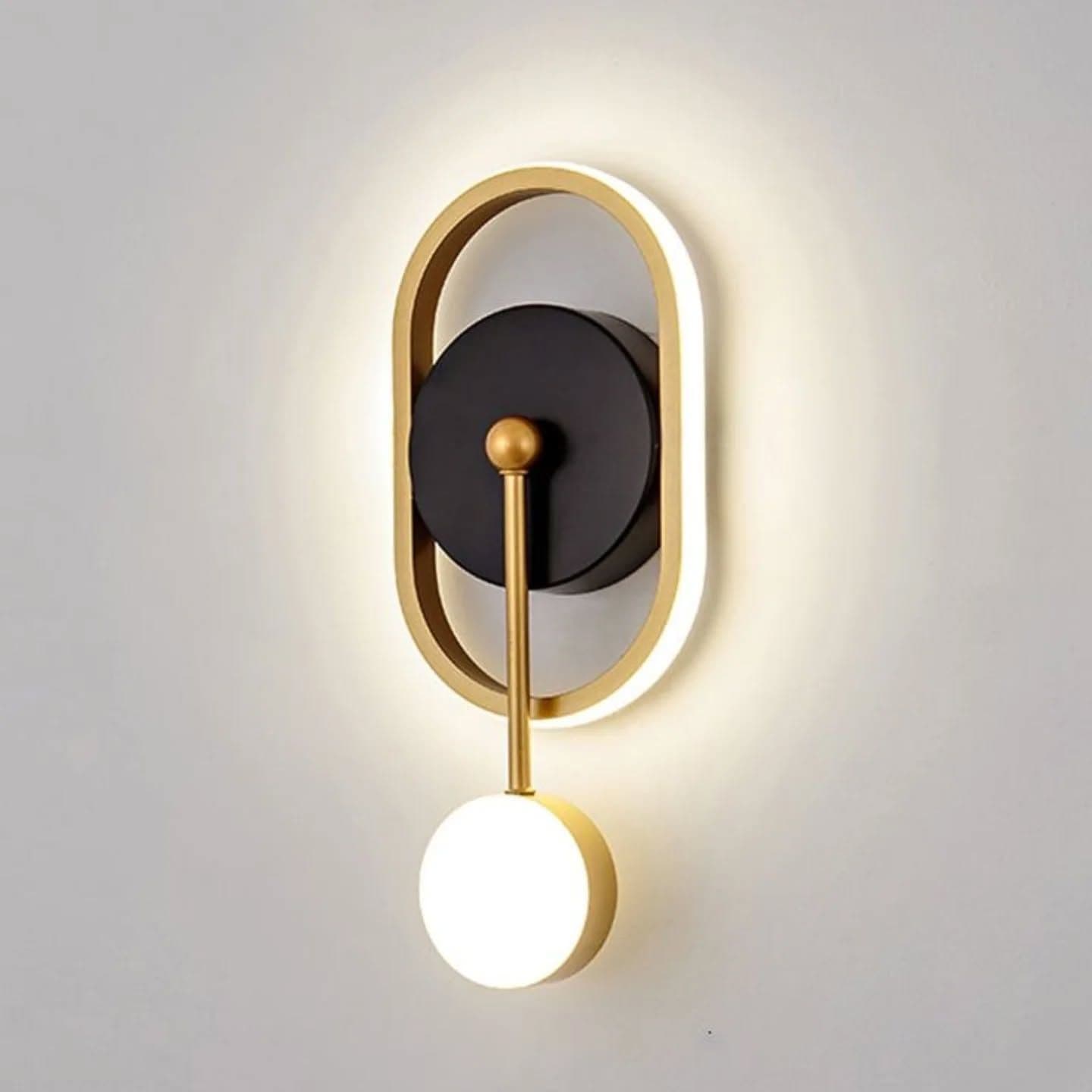Modern Gold & Black Geometric LED Wall Light