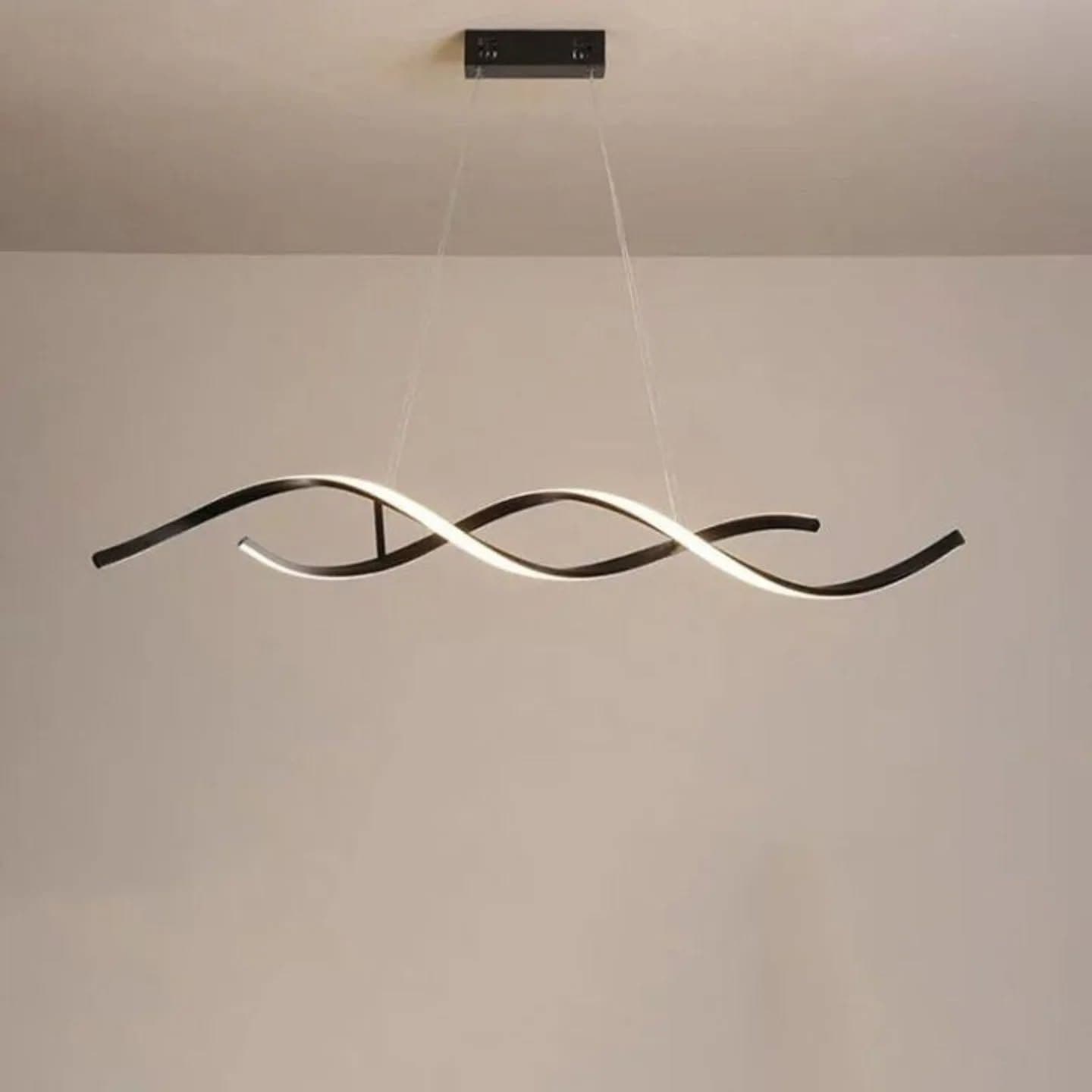 Modern Black and White Wave LED Pendant Light - Large