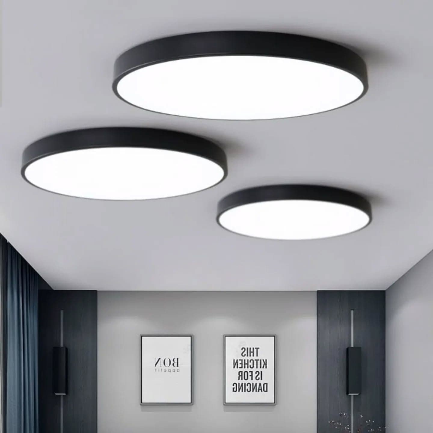 Modern Matte Black Round LED Downlighter with Frosted Diffuser