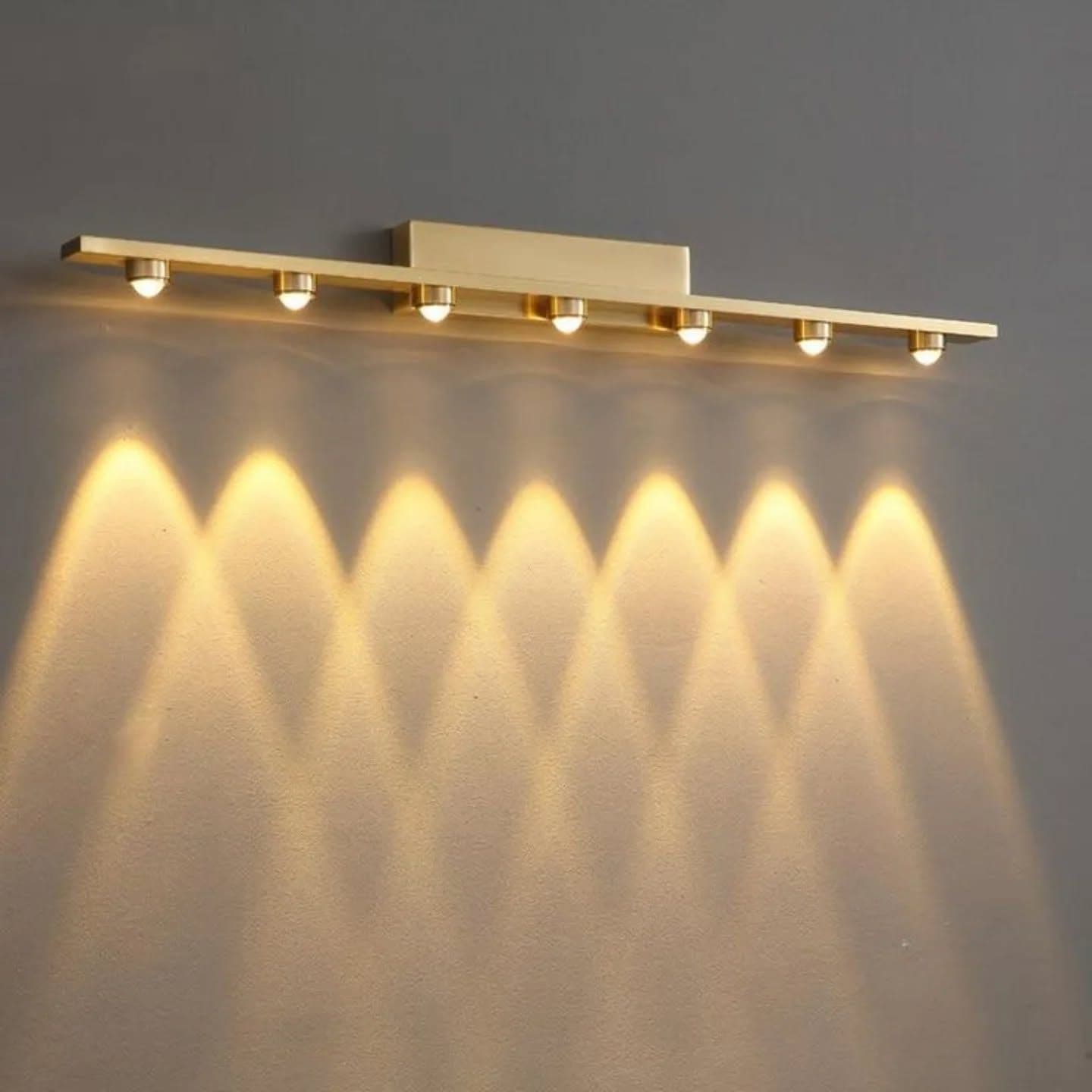 Modern Gold Brass 8-Spotlight Adjustable Wall Light