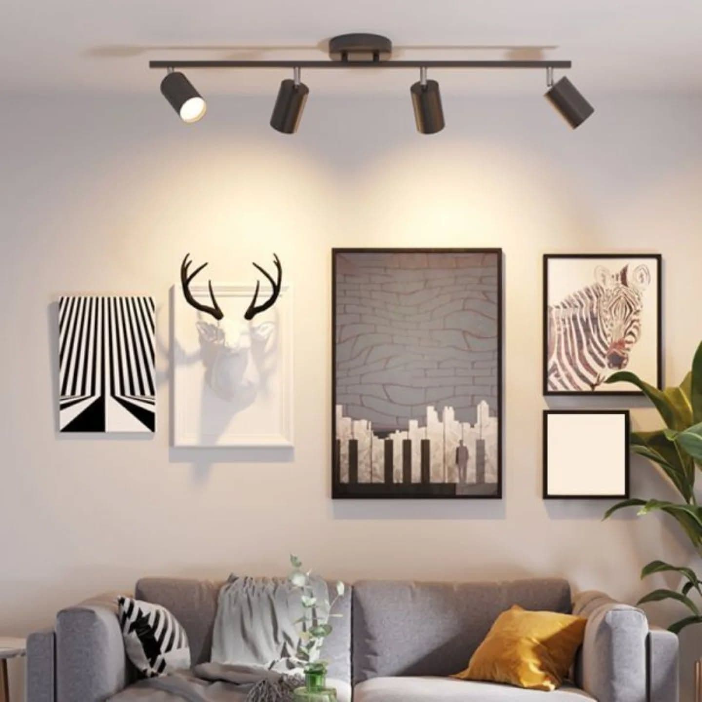 Modern Matte Black 4-Light Directional Track Spotlight