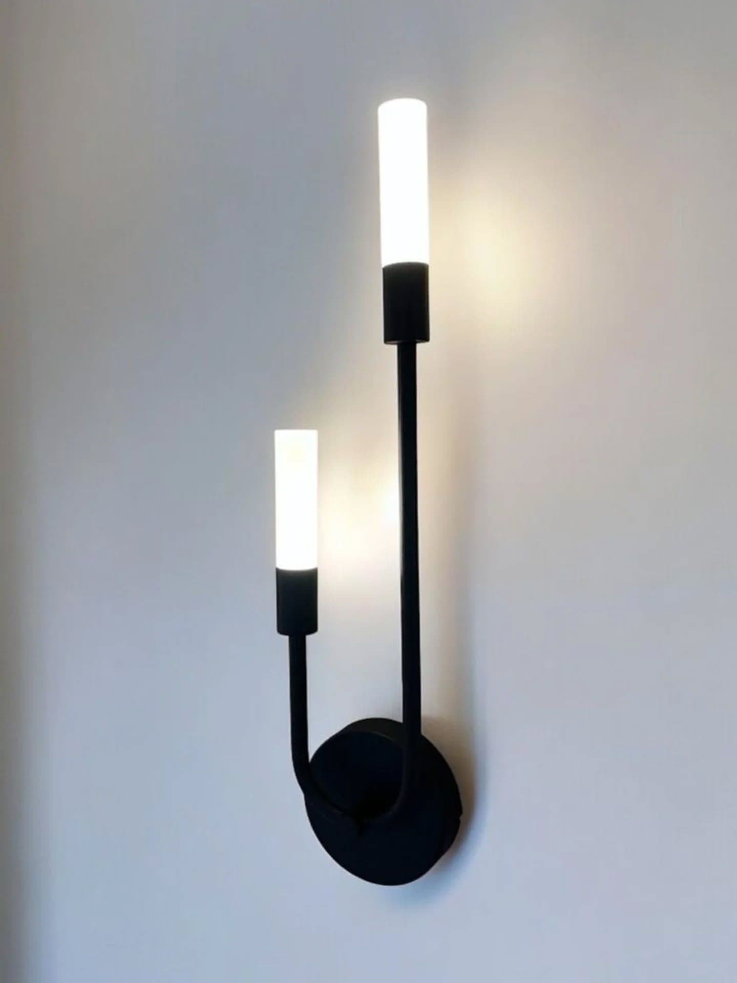 Modern Matte Black Dual Light Wall Sconce