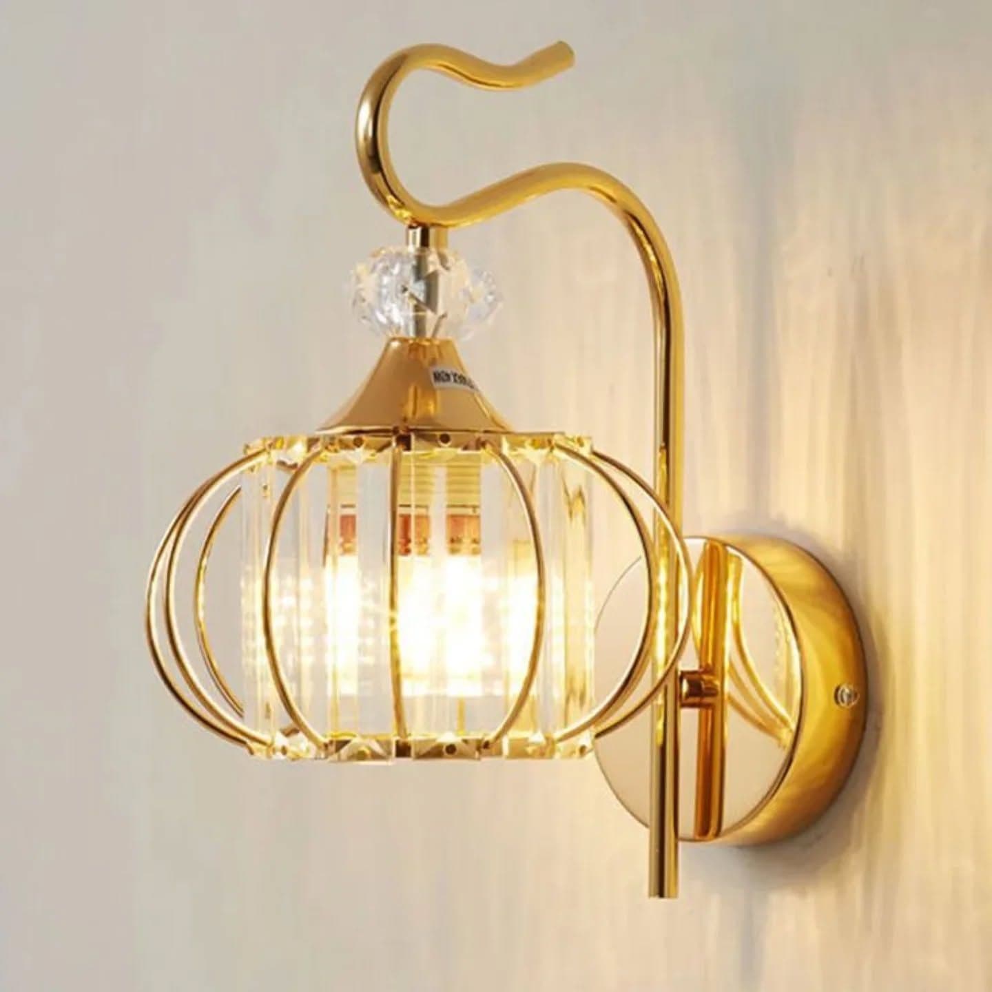 Ornate Gold Crystal Wall Sconce Light