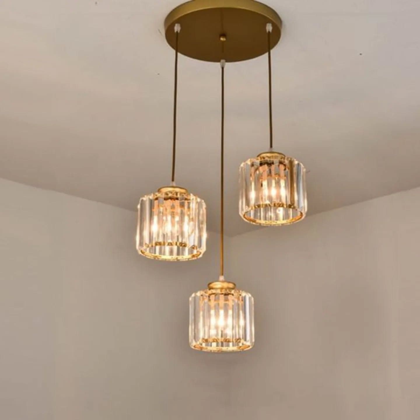 Modern Gold Crystal Three-Light Pendant