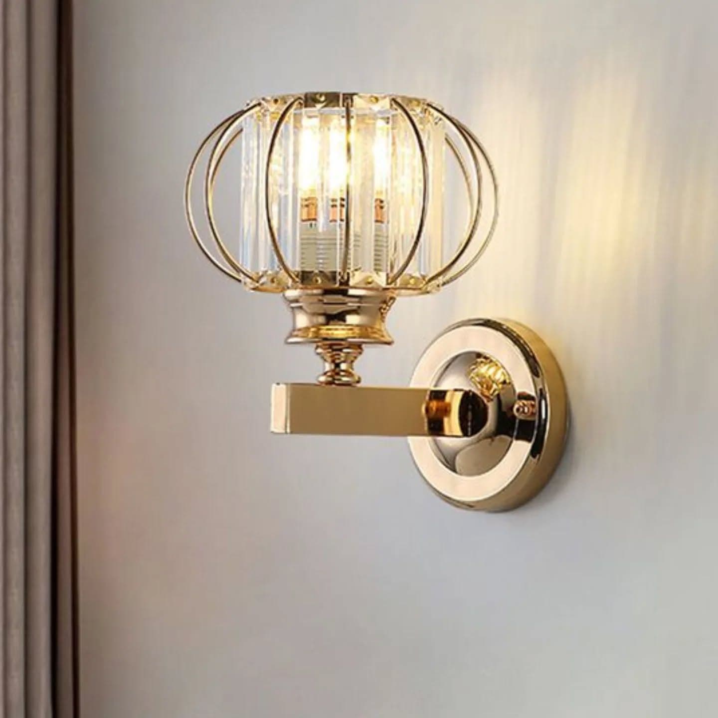 Ornate Gold Crystal and Glass Wall Light