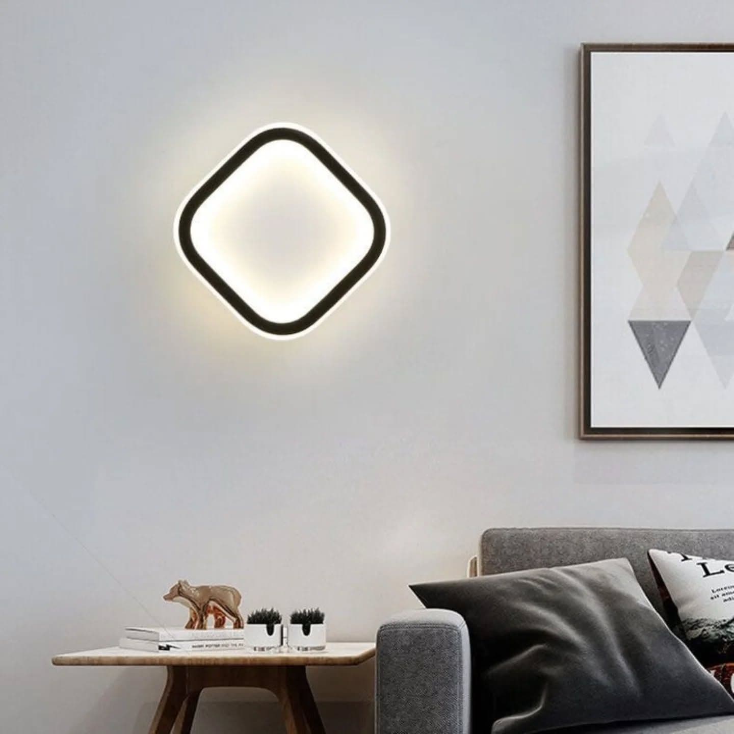 Modern Black Geometric LED Wall Light - Dimmable