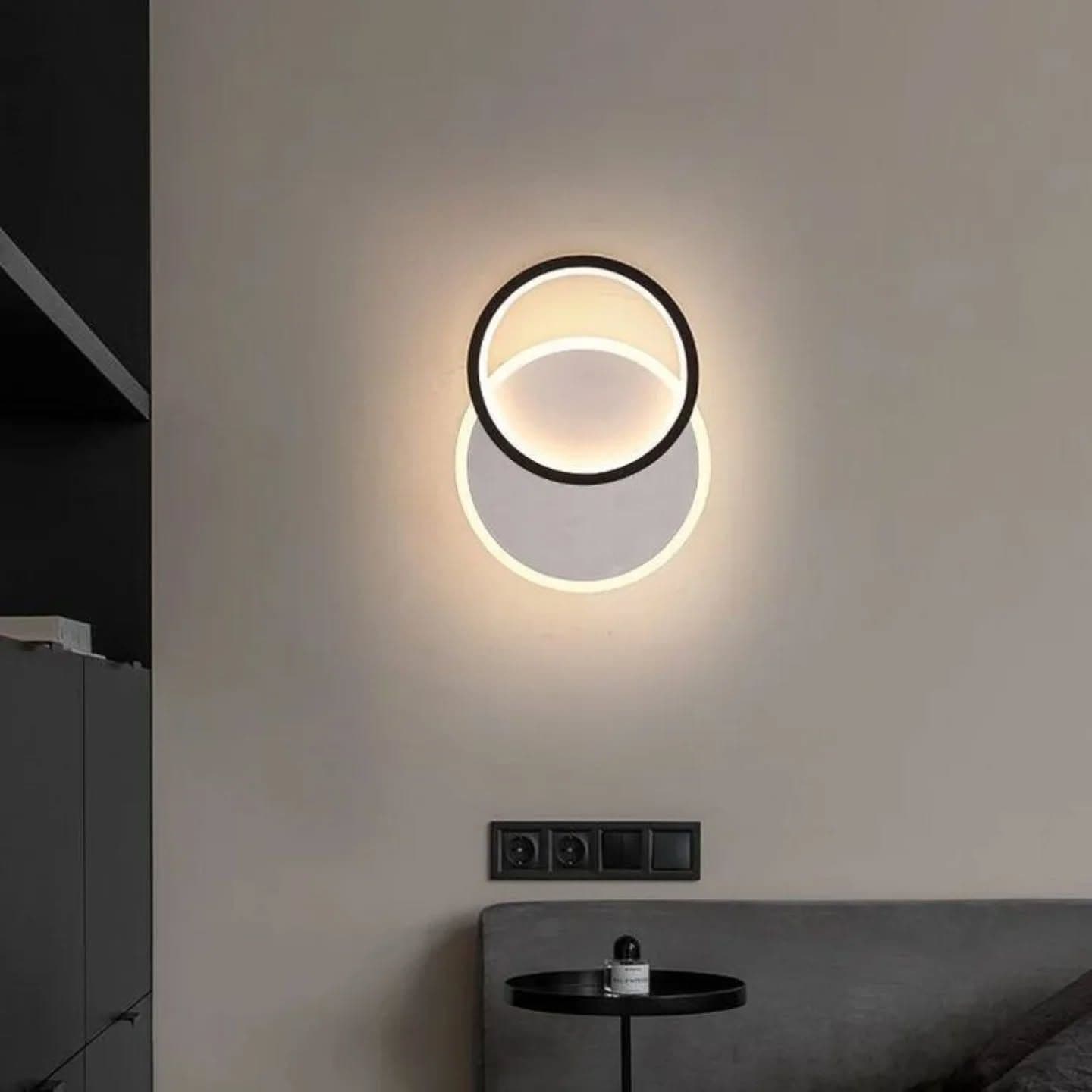 Modern Black Double Ring LED Wall Light