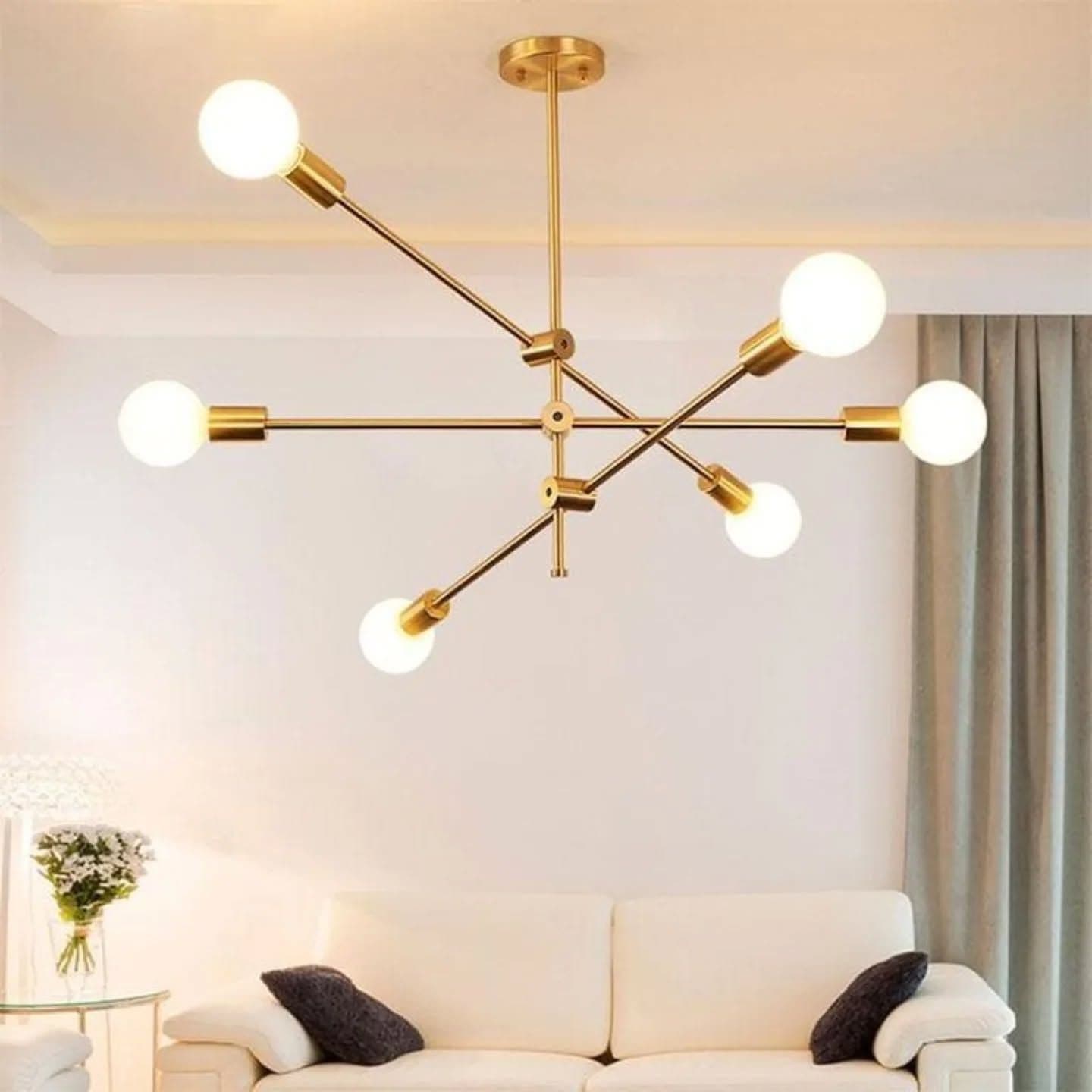 Modern Gold Brass Globe Chandelier