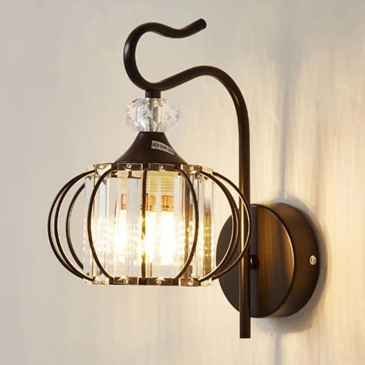 Black crystal wall light