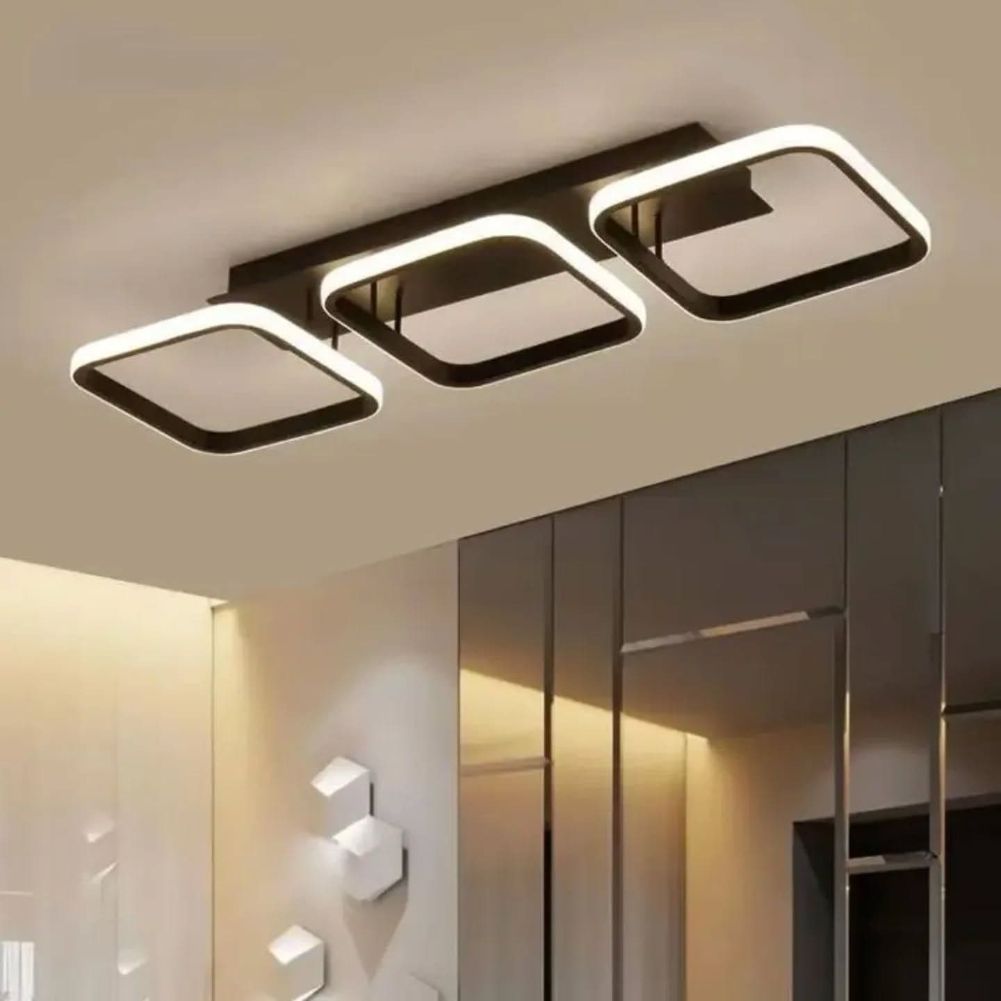 Modern Black Geometric LED Chandelier
