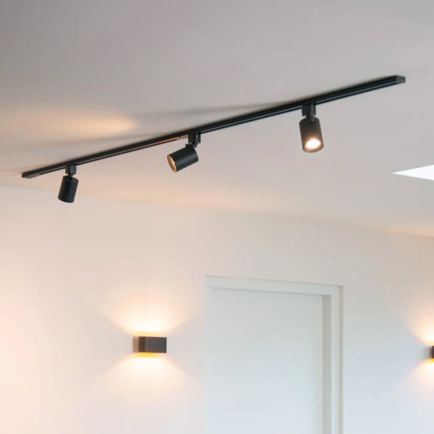 Modern Matte Black Adjustable Track Spotlight Set