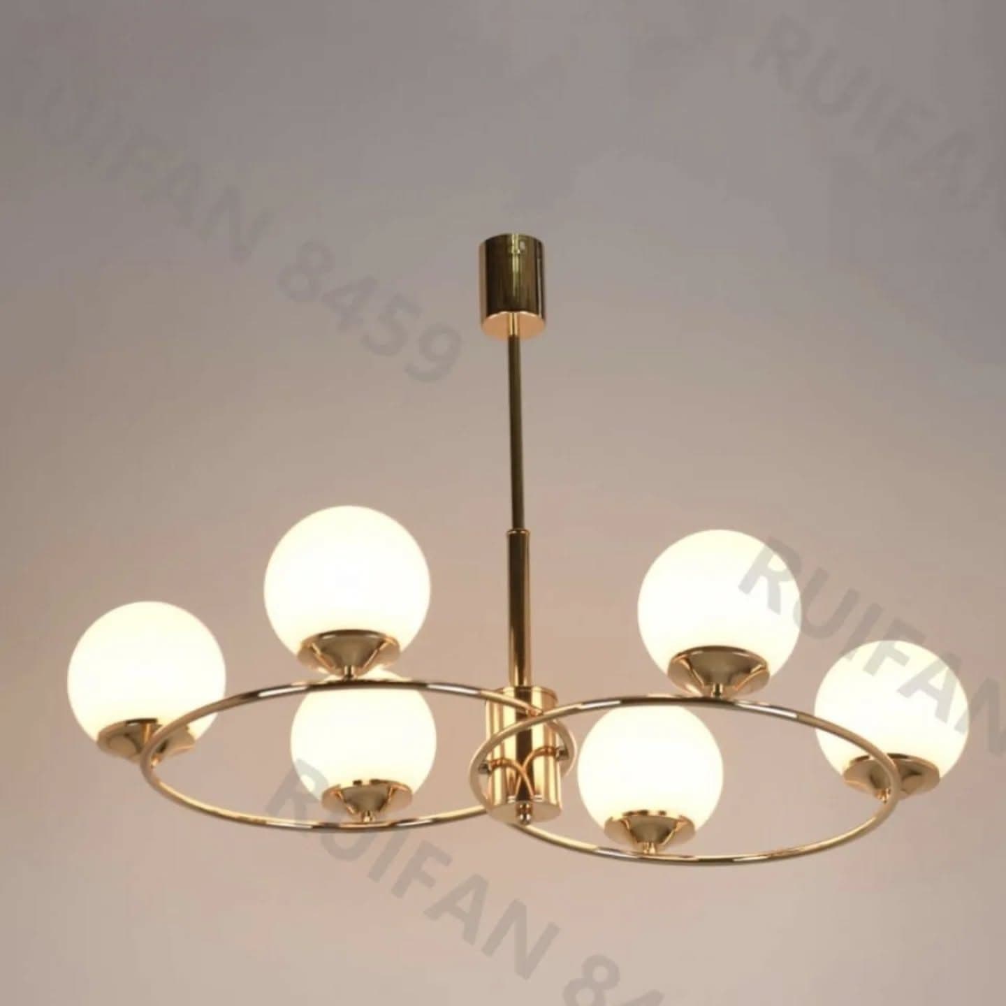 Modern 6-Bulb Gold Brass Globe Chandelier Light