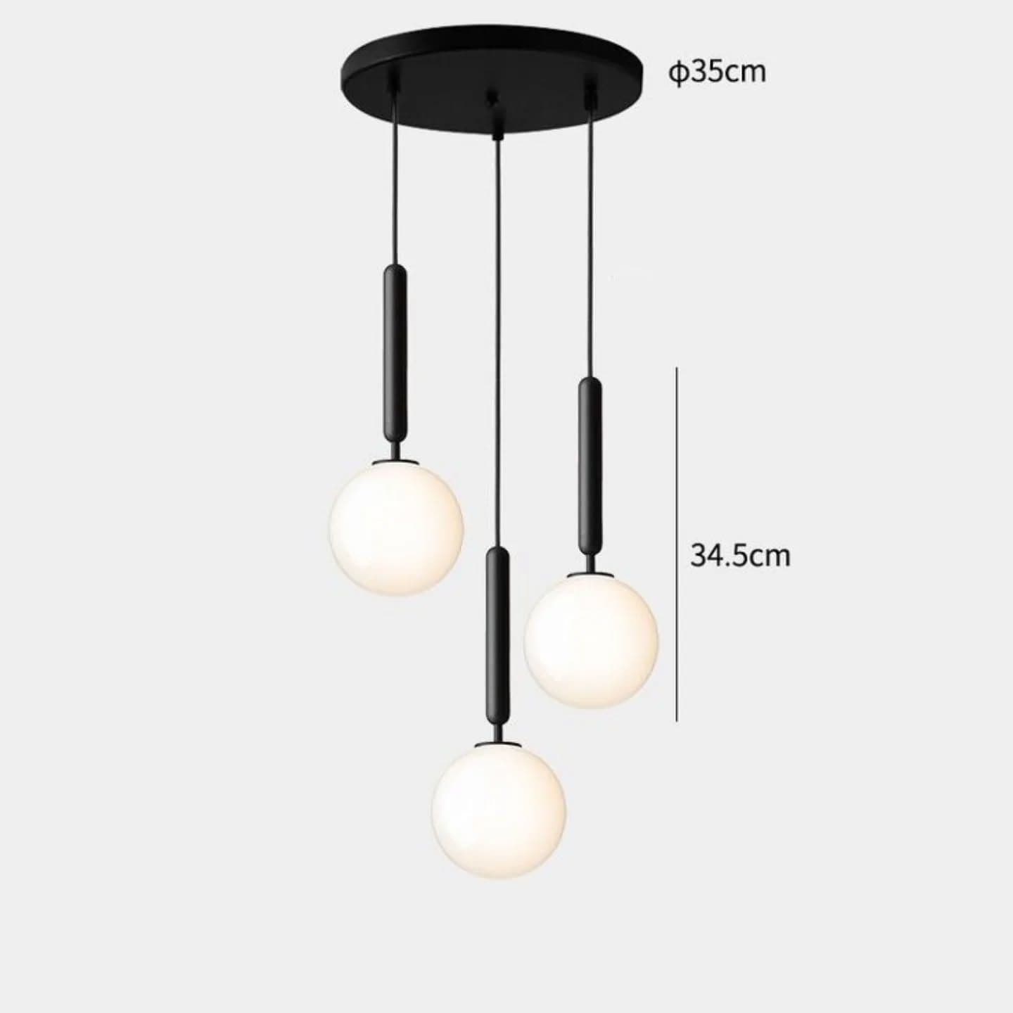 Modern Black Glass Ball Cluster Pendant Light