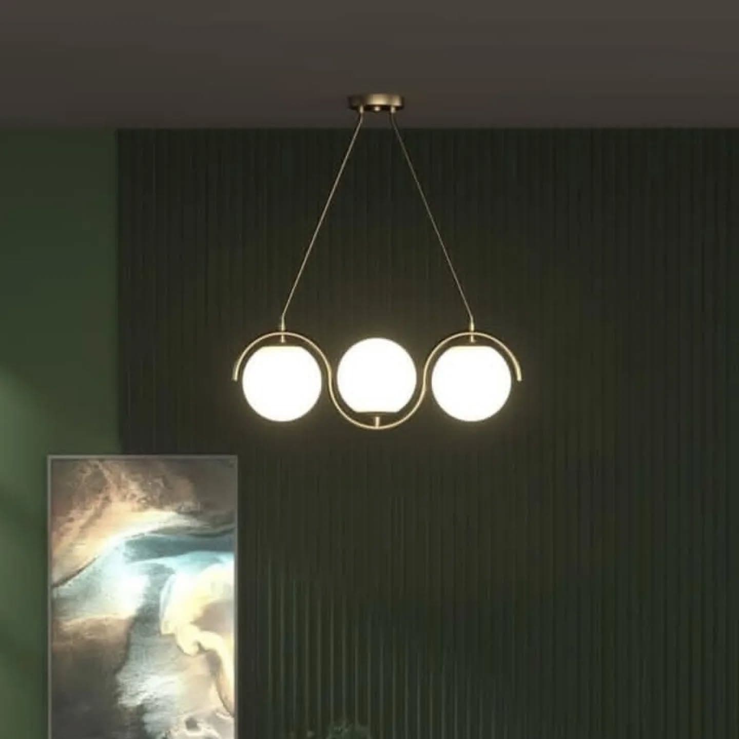 Modern 3-Bulb Gold Globe Pendant Light