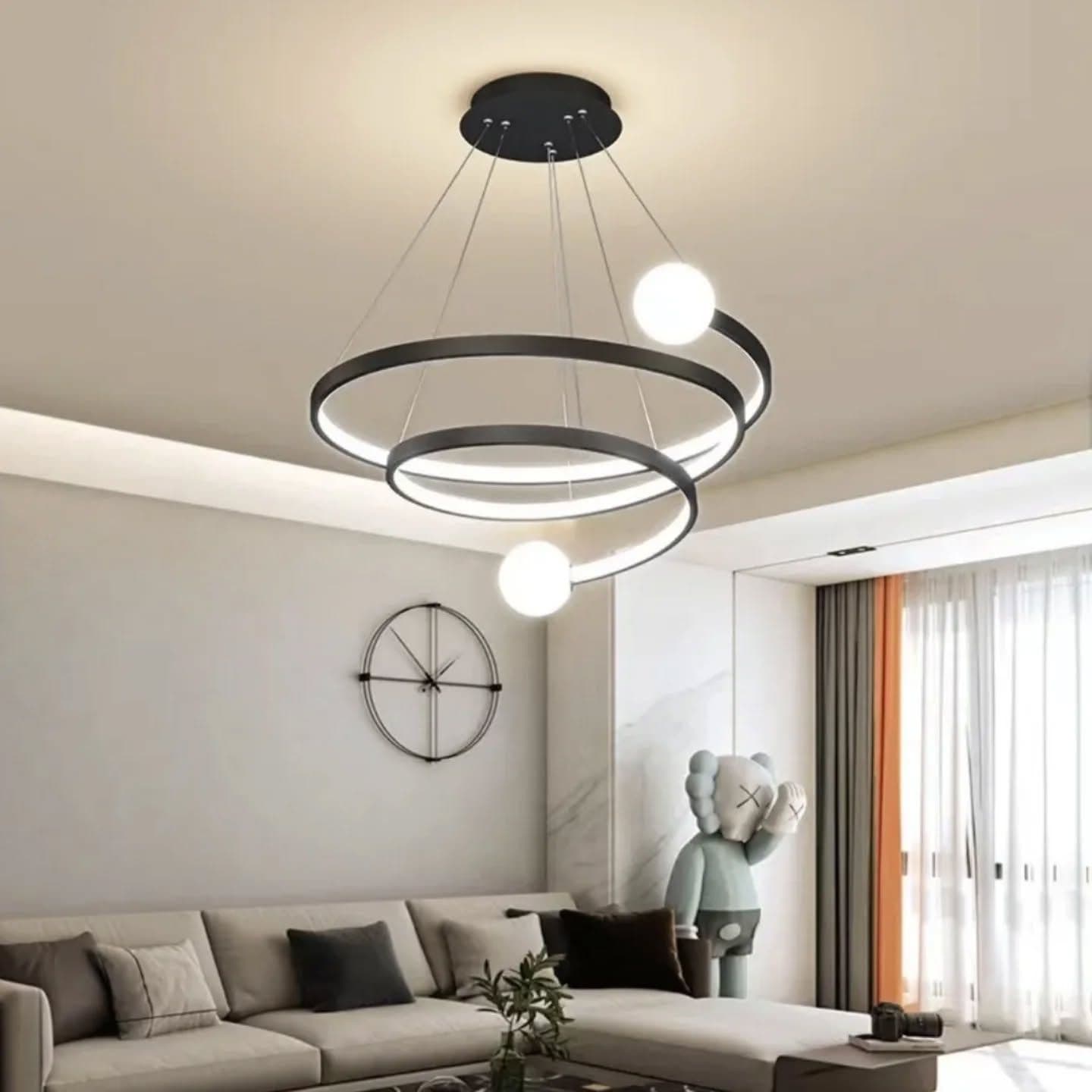 Modern Black Geometric LED Chandelier