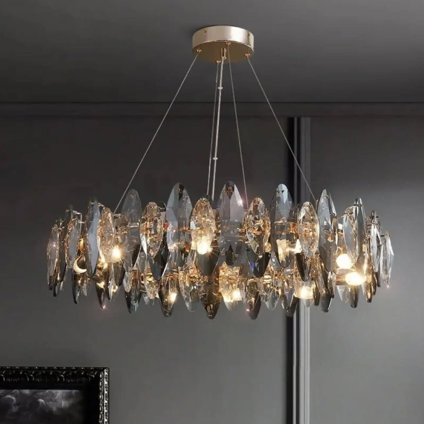 Luxury Oversized Modern Gold Crystal Chandelier
