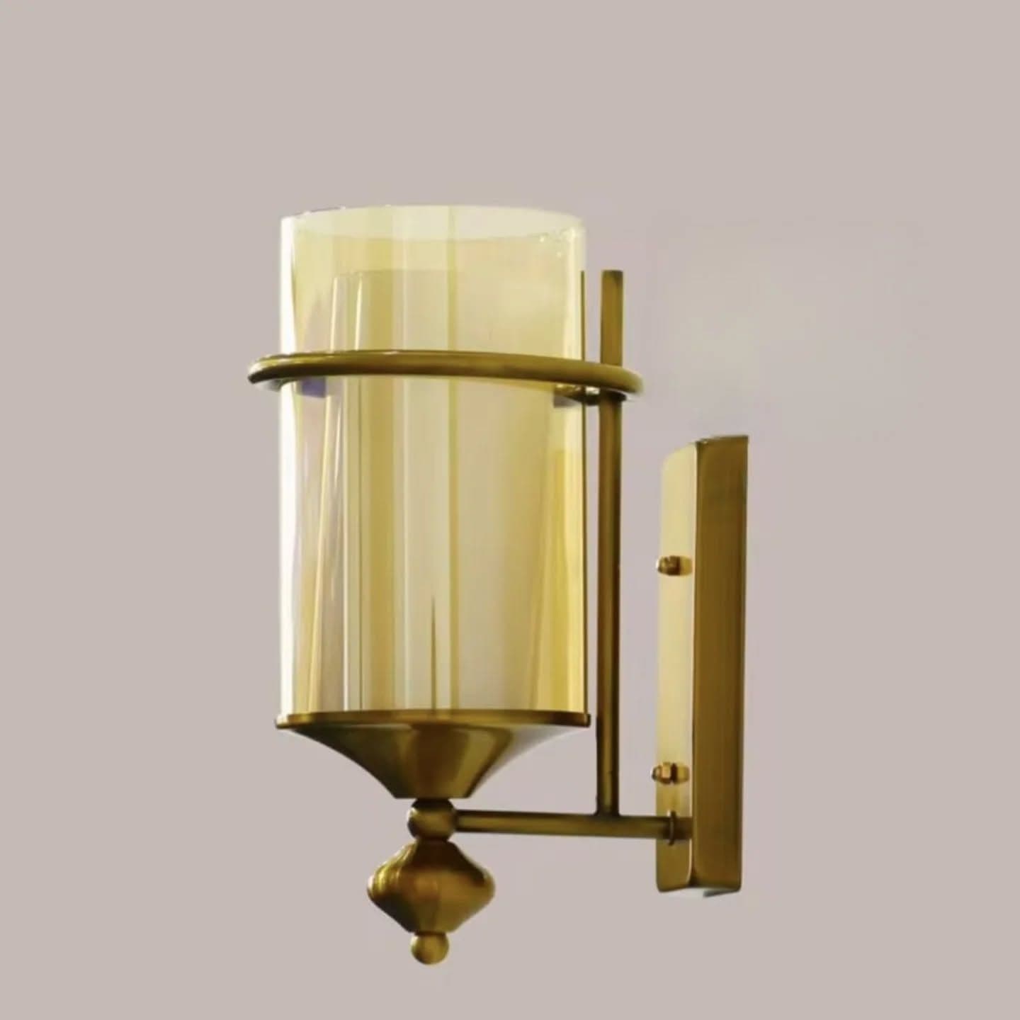 Vintage Gold Brass and Glass Wall Light
