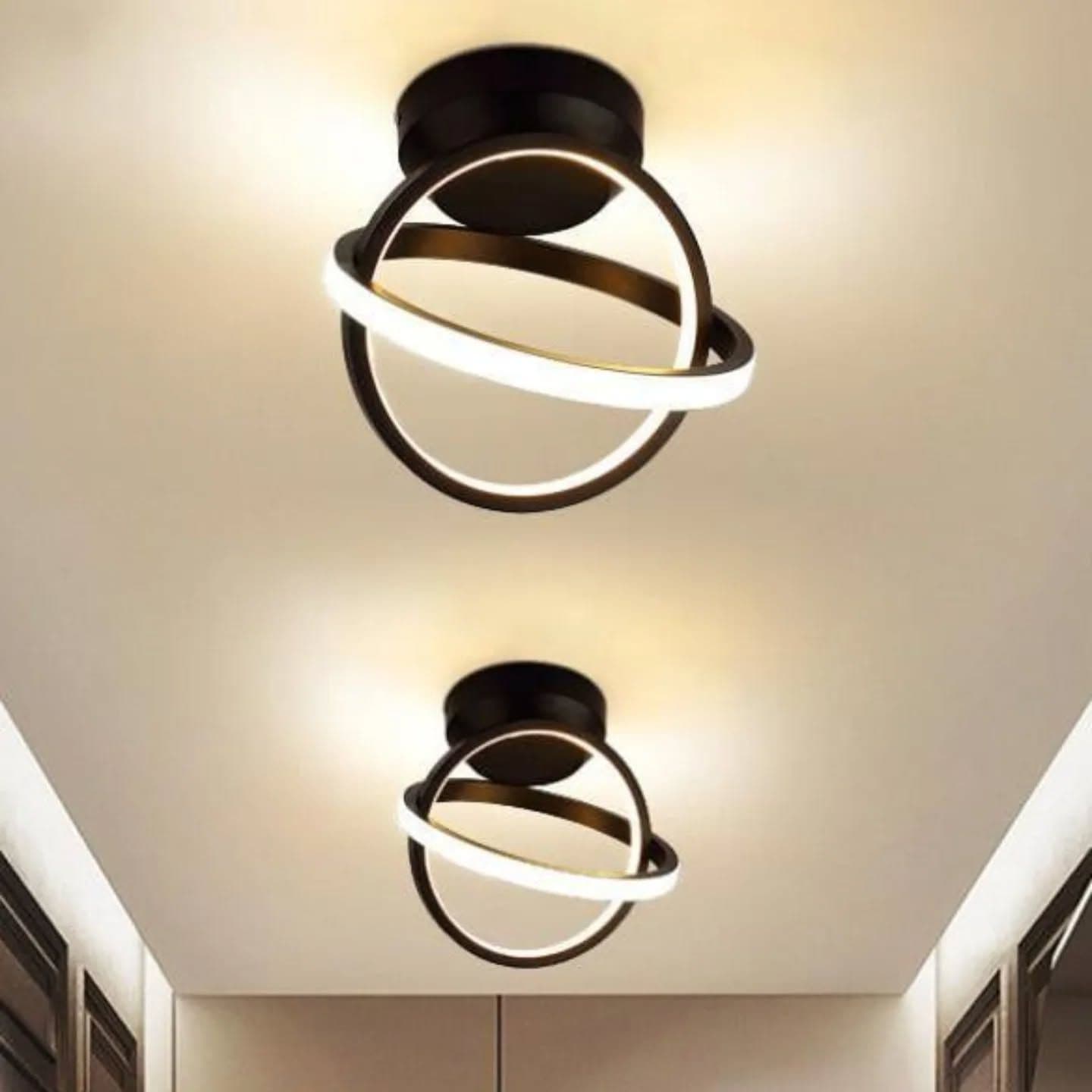 Modern Black & White Ring LED Ceiling Light