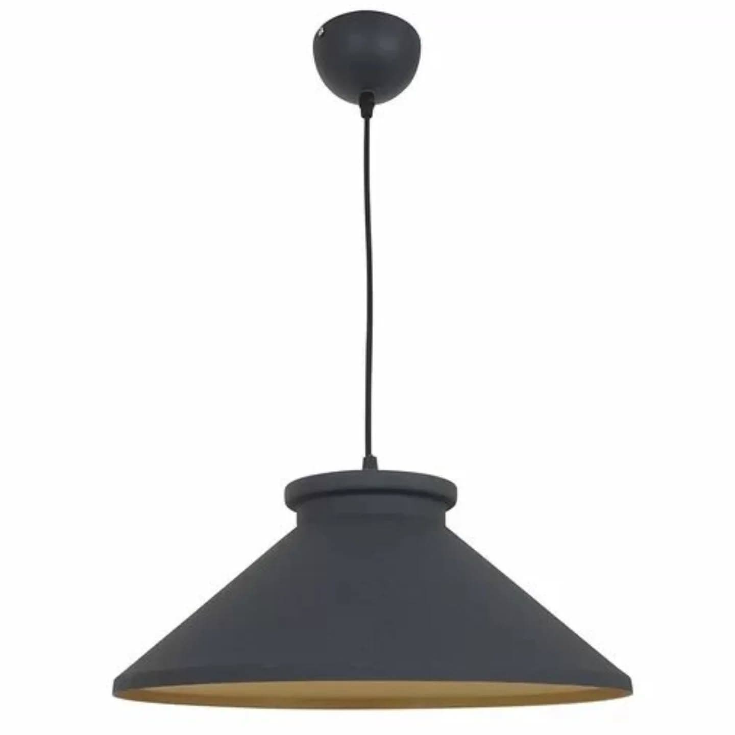 Industrial Matte Gray Metal Pendant Light with Gold Interior