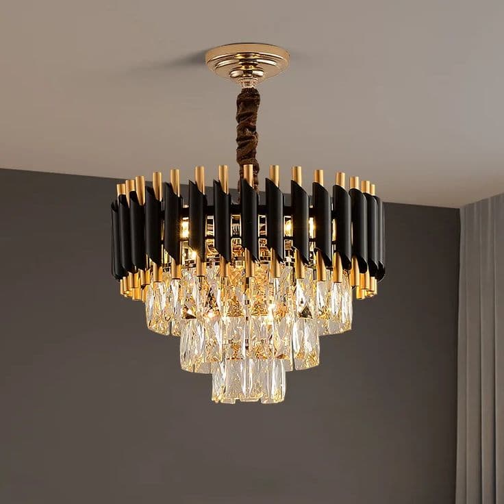 Modern crystal Black and gold chandelier