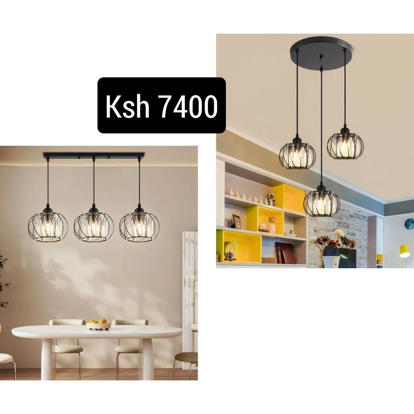 Industrial Black Geometric Cage Pendant Light with Crystal Accents