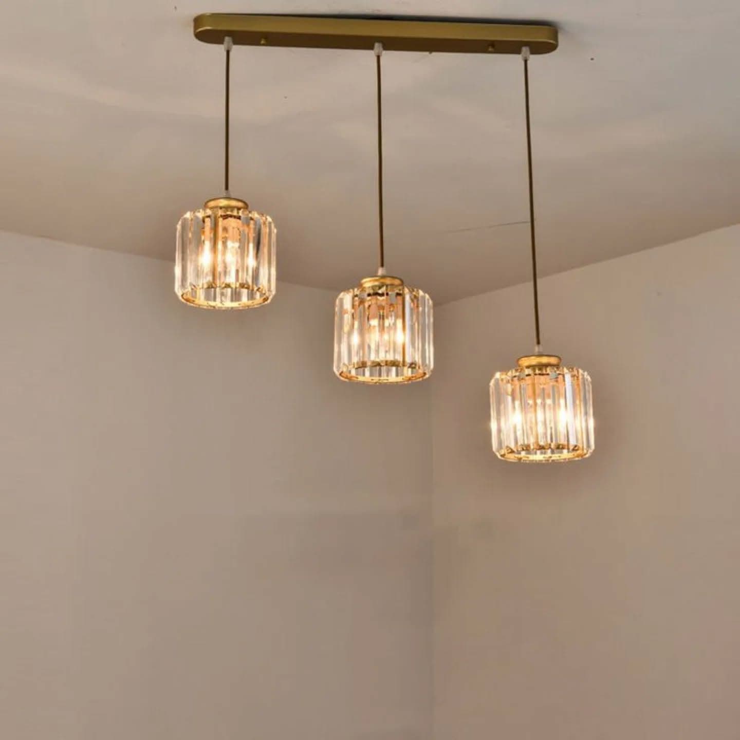 Modern Gold Faceted Glass Pendant Light