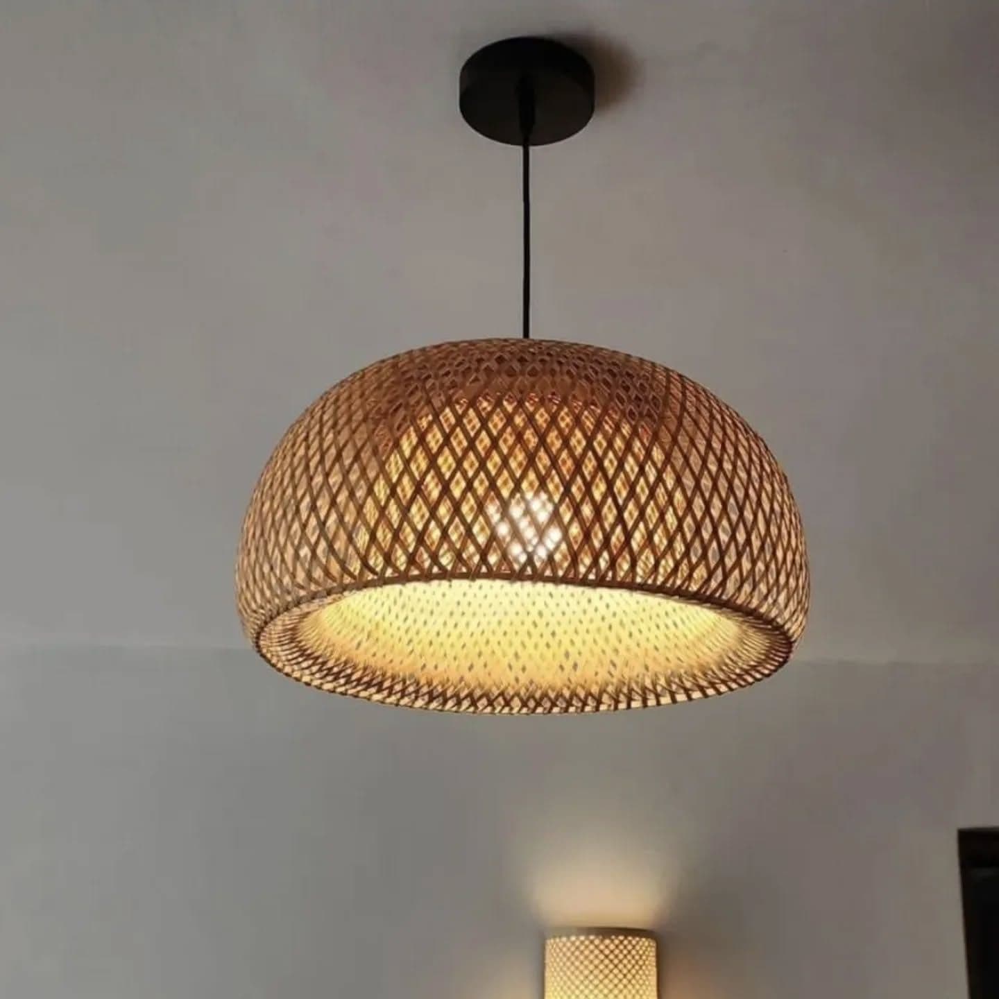 Natural Woven Rattan and Bamboo Pendant Light