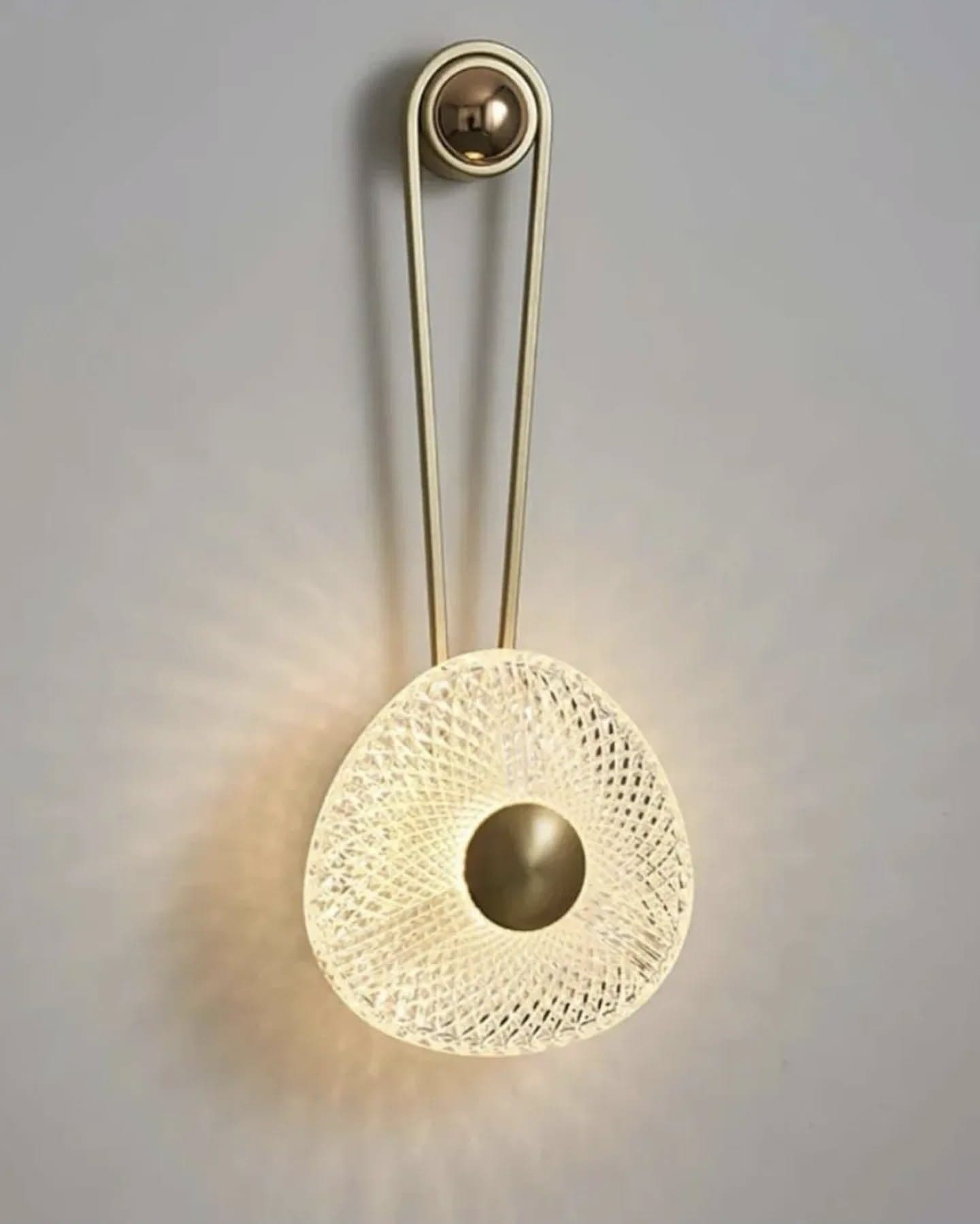 Modern Gold Circular Wall Light with Textured Diffuser