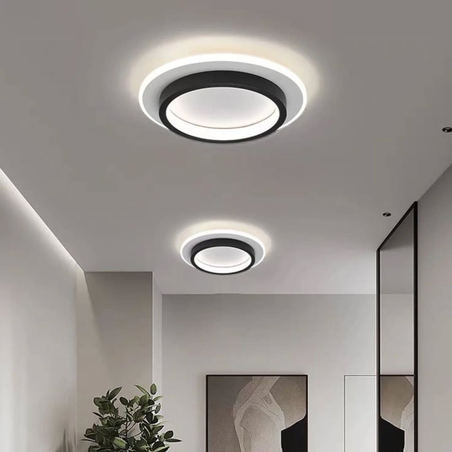 Modern Black & White LED Downlighter - Medium