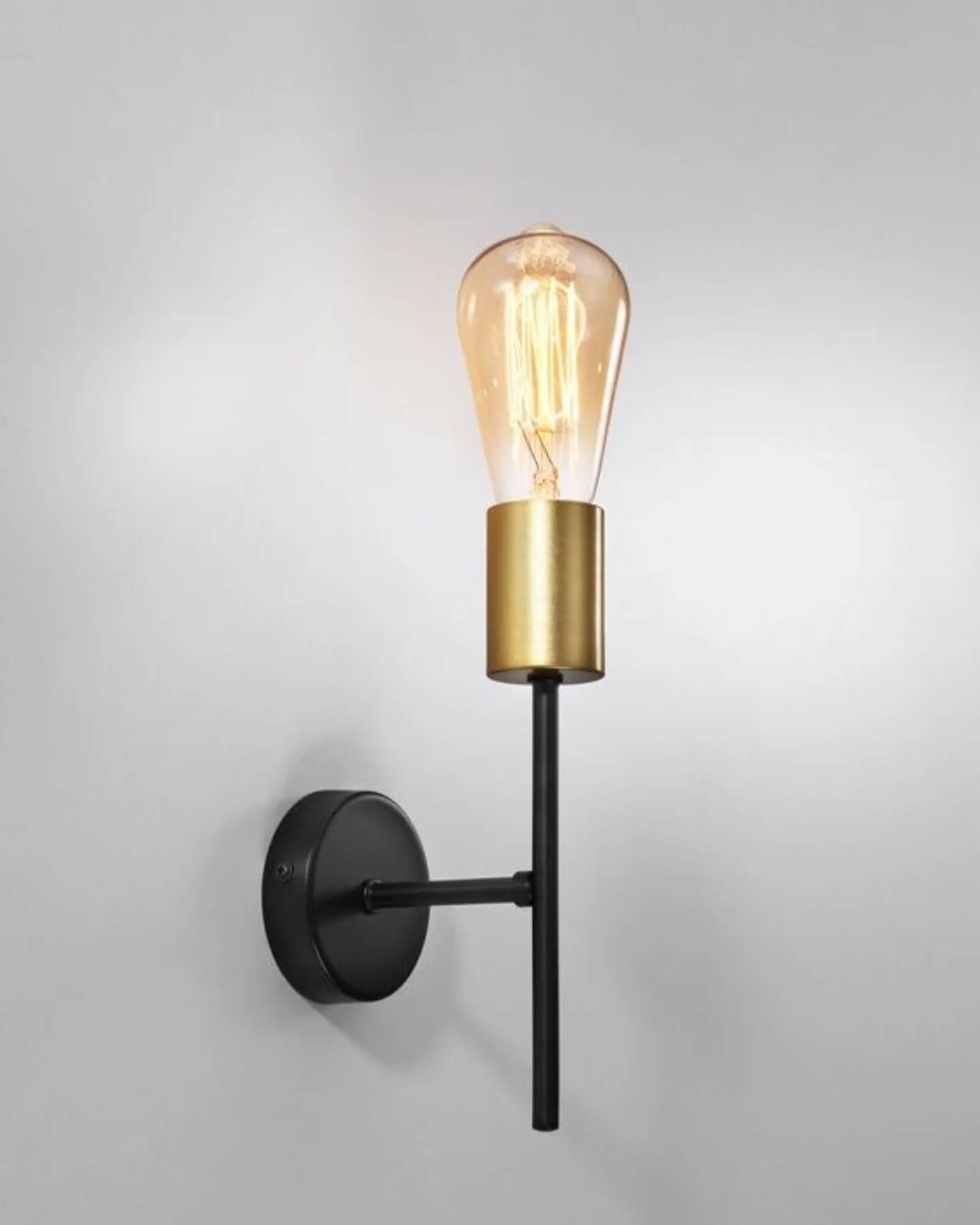 Industrial Matte Black Adjustable Wall Light with Edison Bulb