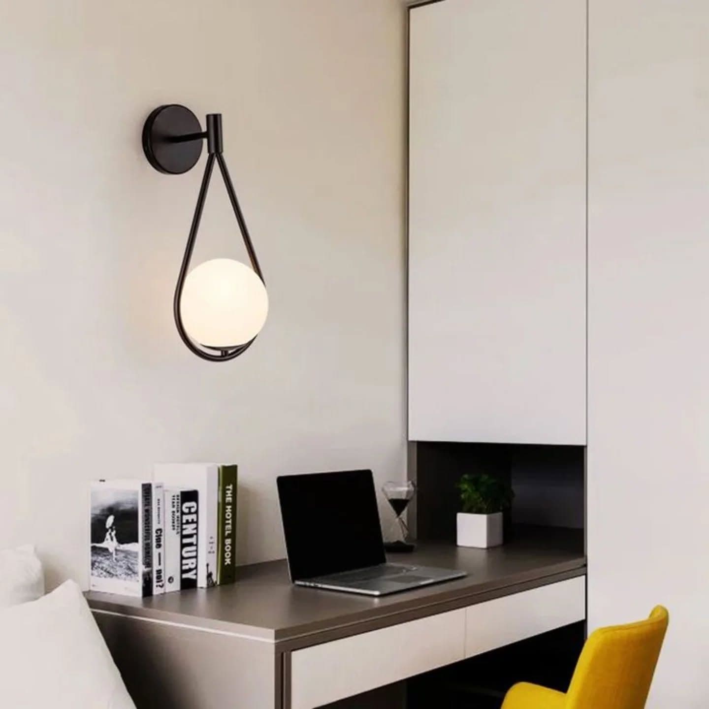 Modern Black and White Tear Drop Wall Light