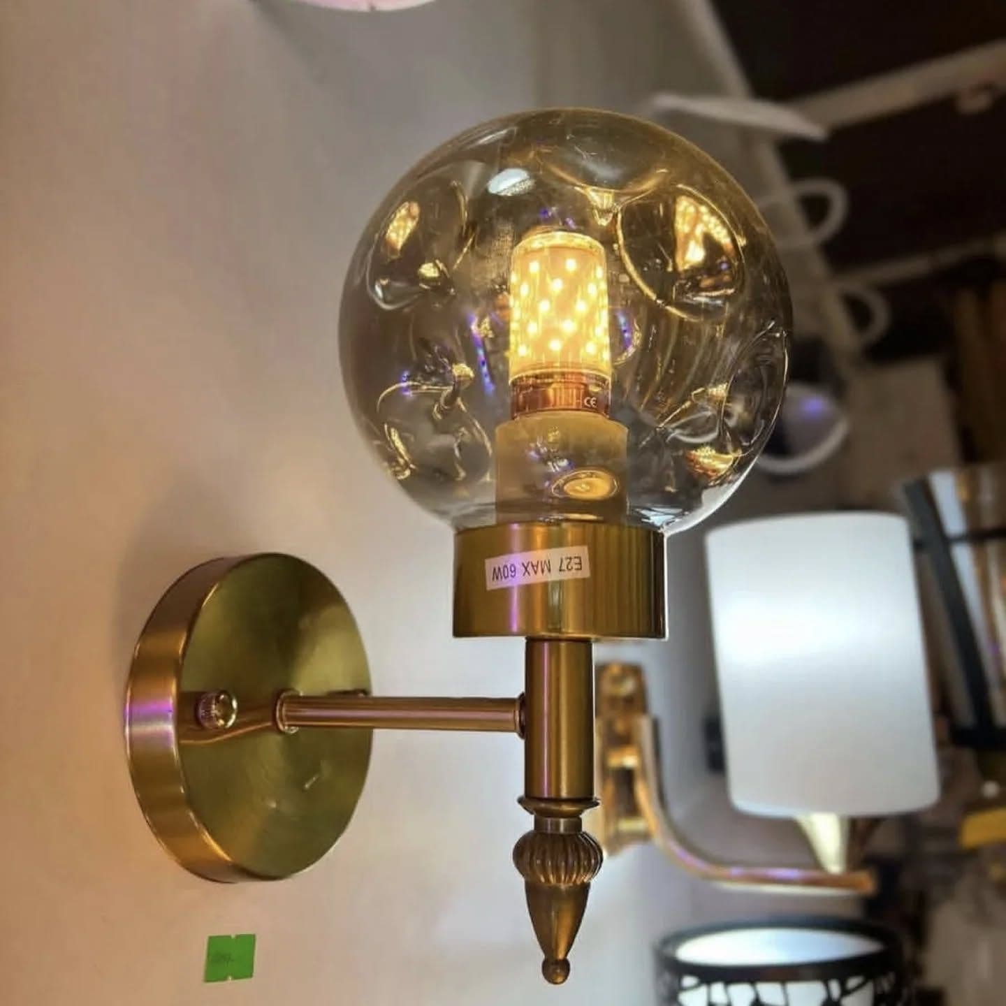 Vintage Brass and Gold Globe Wall Light