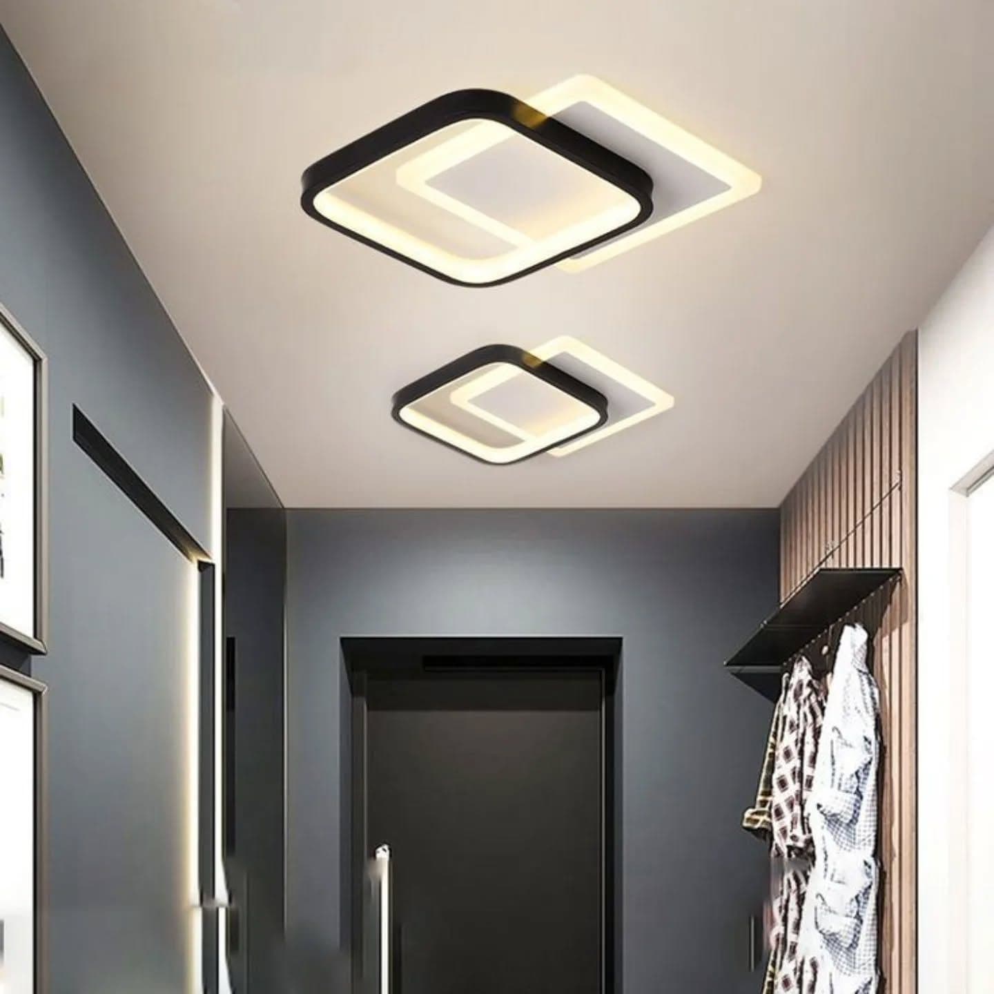Modern Black Geometric LED Wall Light - Medium