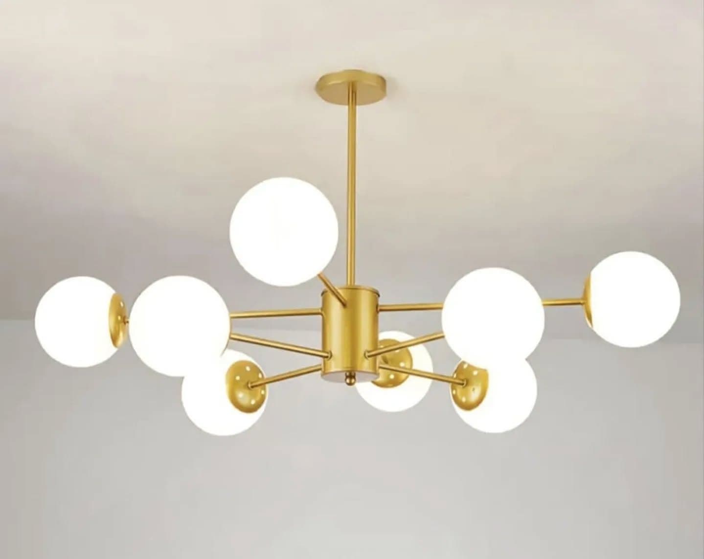 Modern Gold and White Globe Chandelier