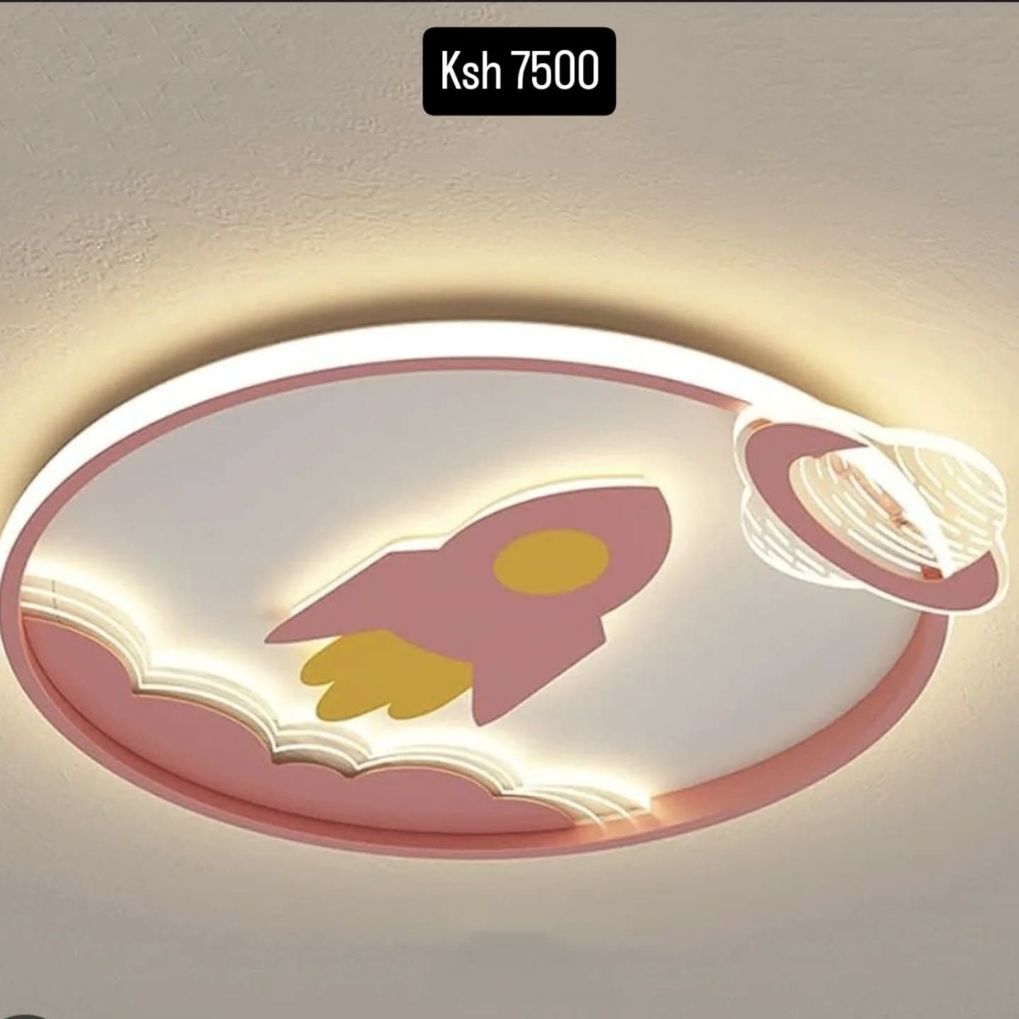 Modern Rocket-Shaped LED Wall Light with Cloud Accents - White & Pink