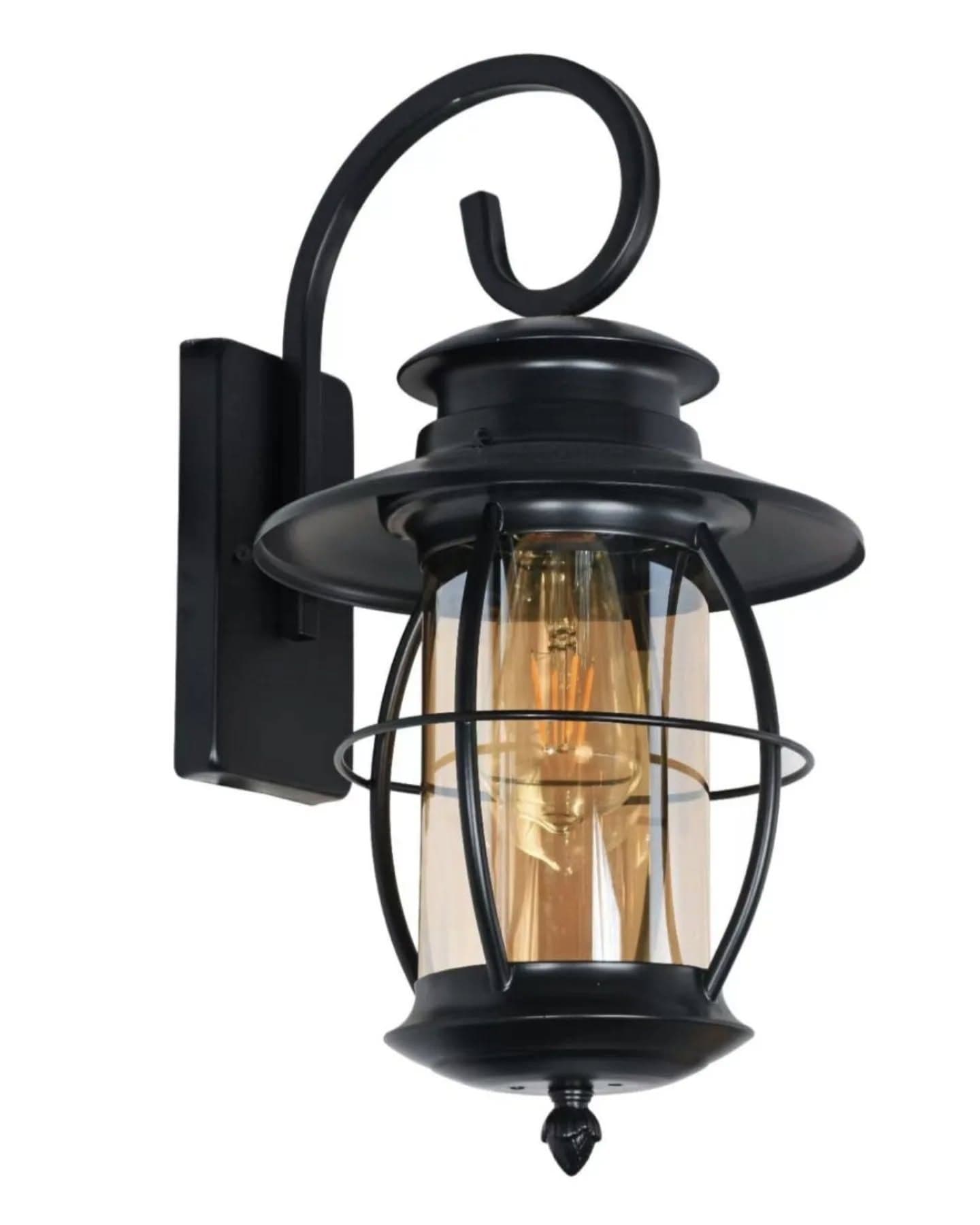 Vintage Black Metal Cage Outdoor Wall Lantern
