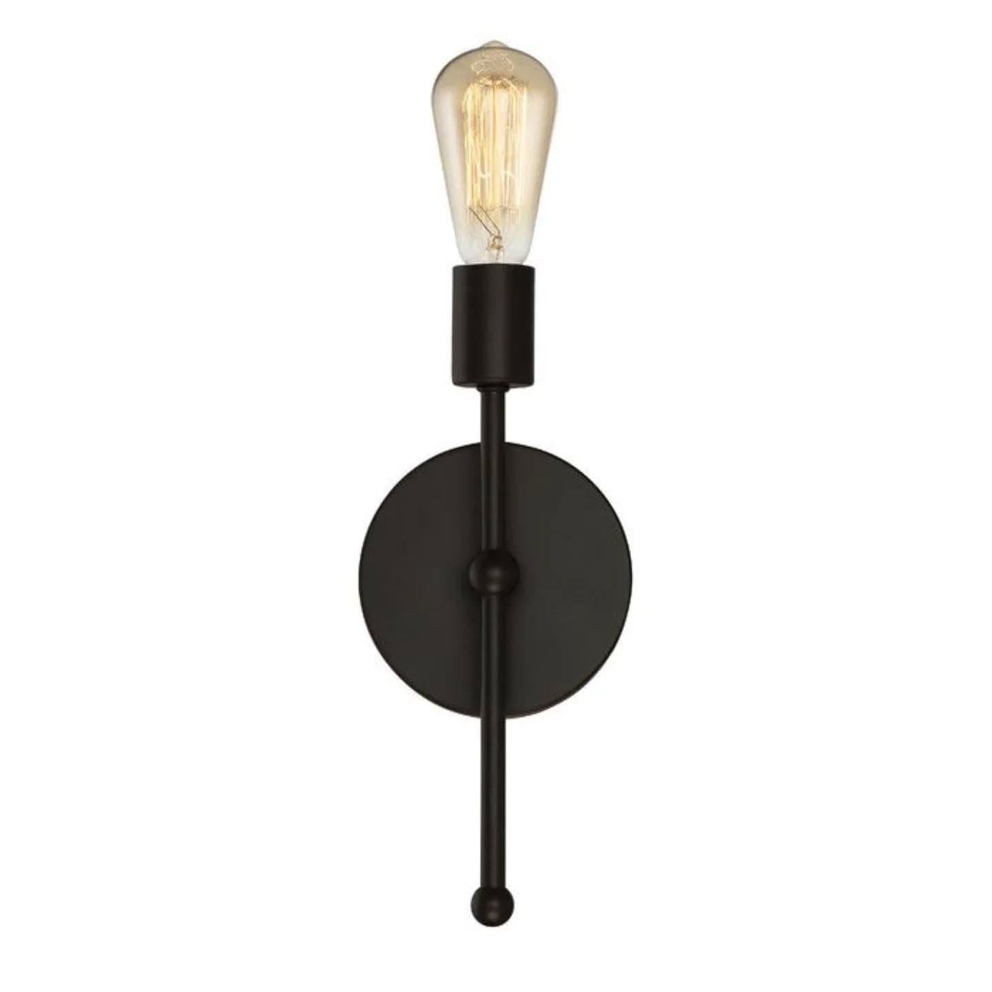 Industrial Matte Black Single Bulb Wall Light