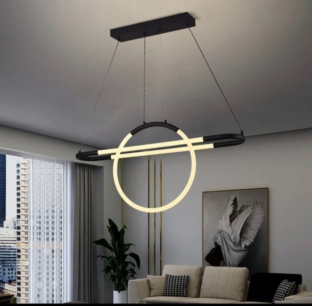 Black straight chandelier light