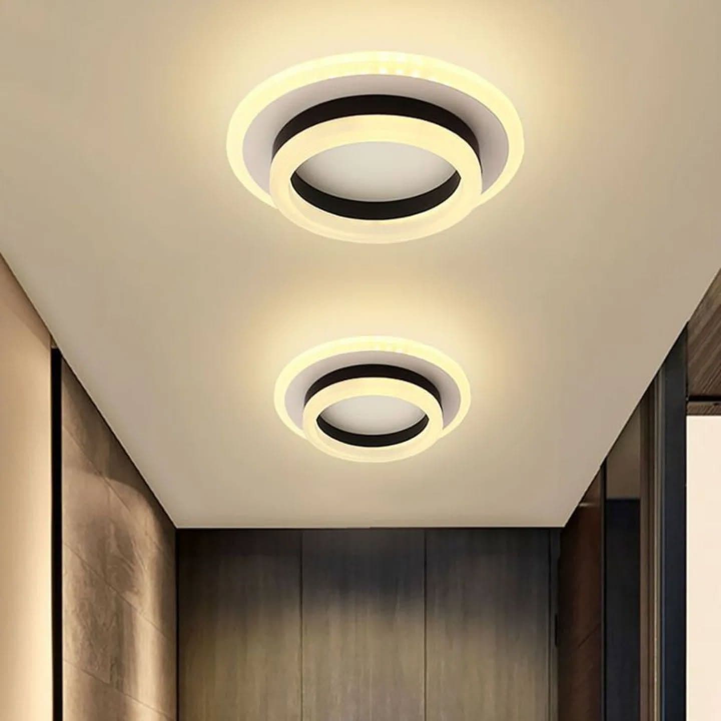 Modern White Dual-Tone LED Ring Wall Light - Medium