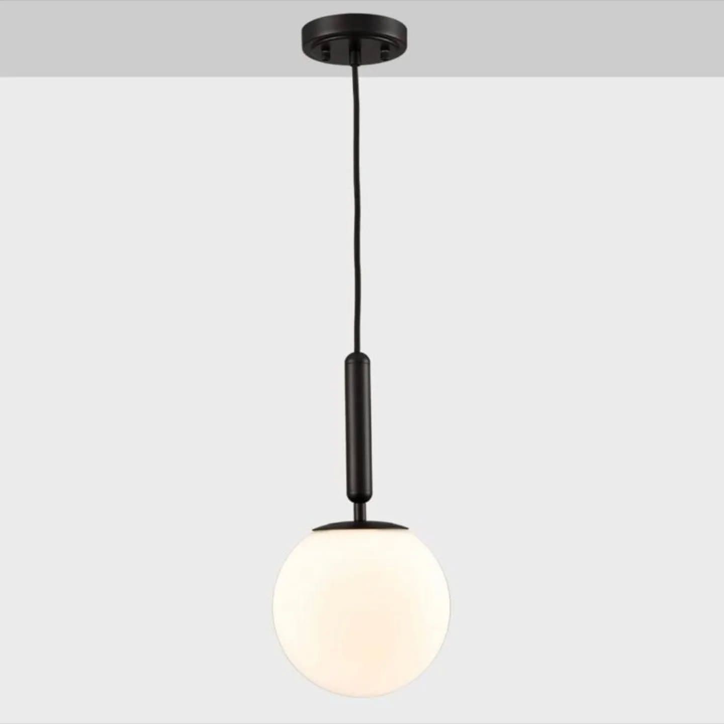 Modern Matte Black Glass Pendant Light with Globe Shade