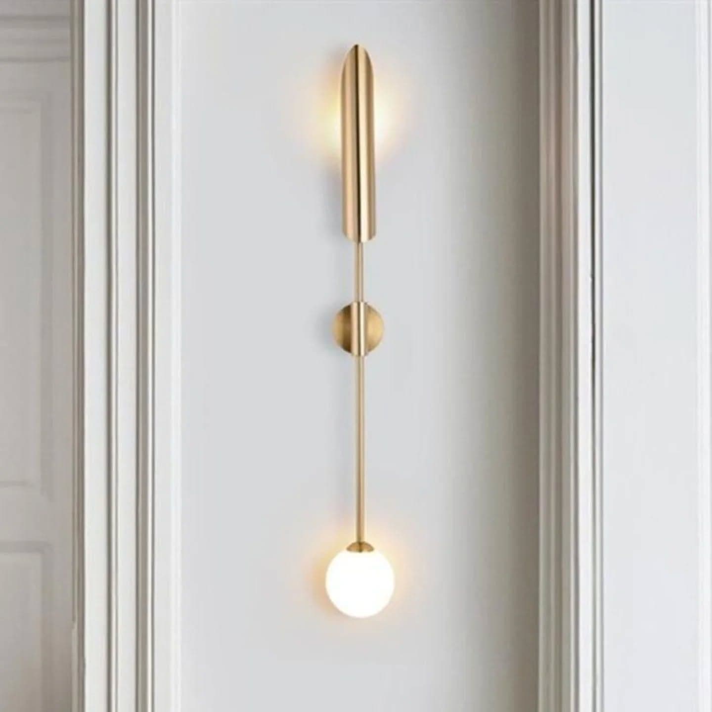 Modern Gold Metal Wall Light with Globe Shade