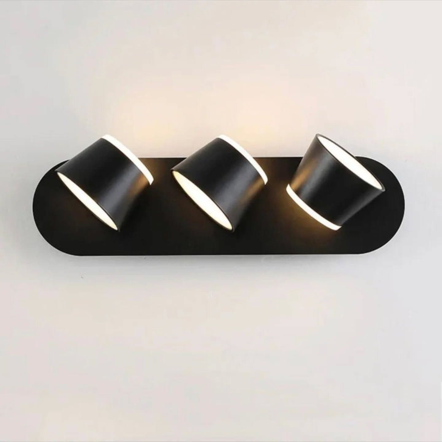 Modern Matte Black Adjustable Triple Wall Light