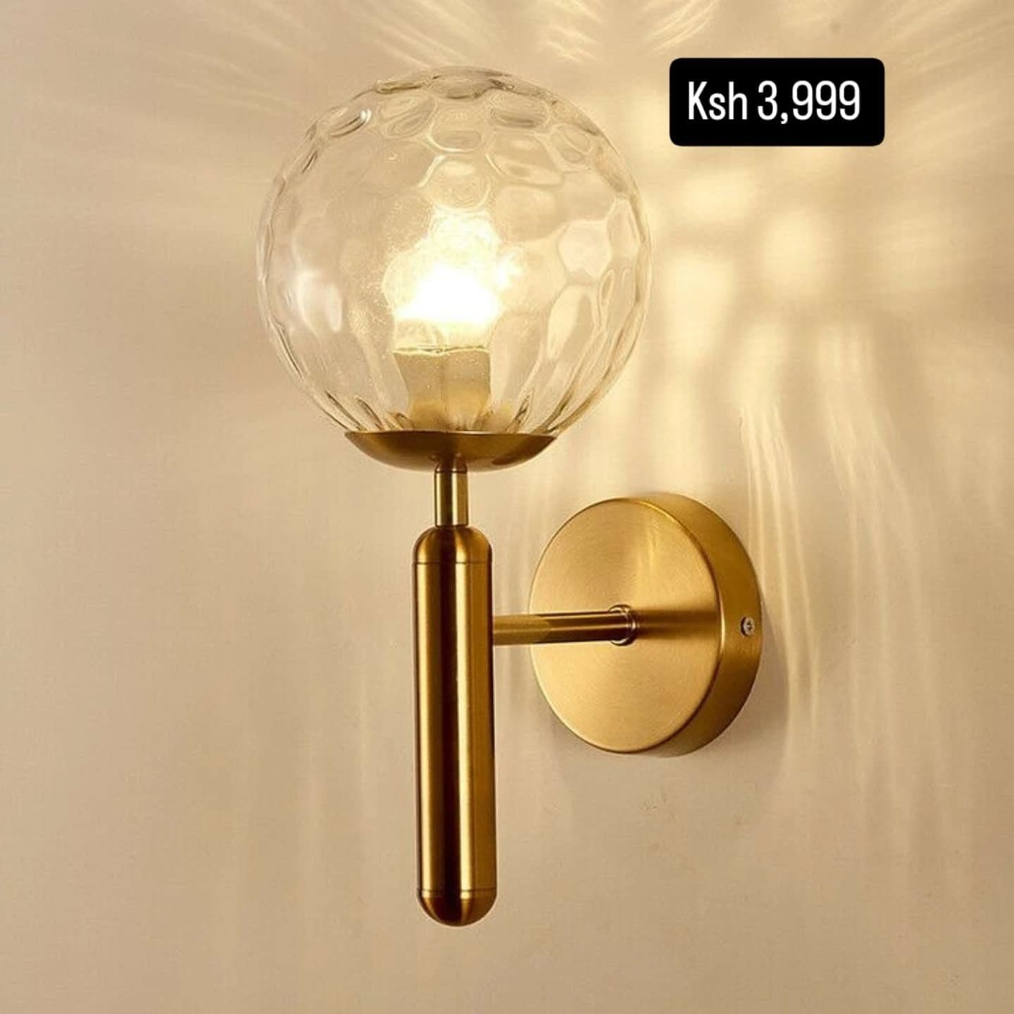 Modern Gold Brass Wall Sconce with Textured Glass Globe