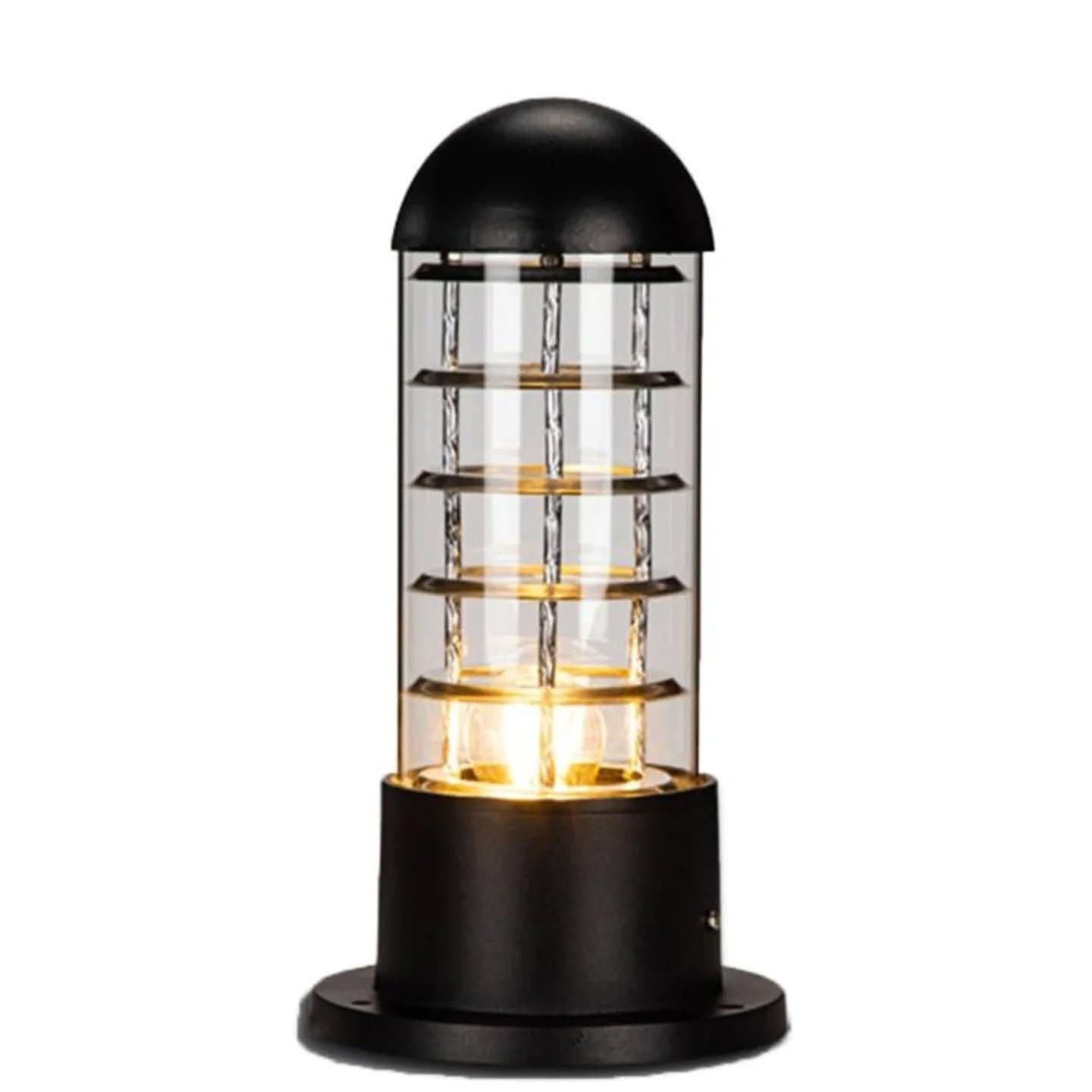 Modern Black and Clear Glass Bollard Pathway Light