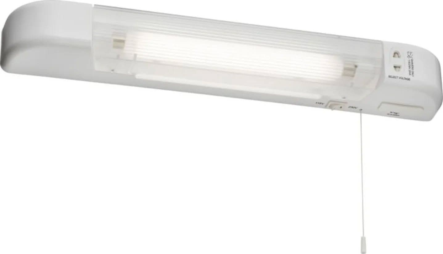 Modern White Plastic Shaver Wall Light with Pull Chain