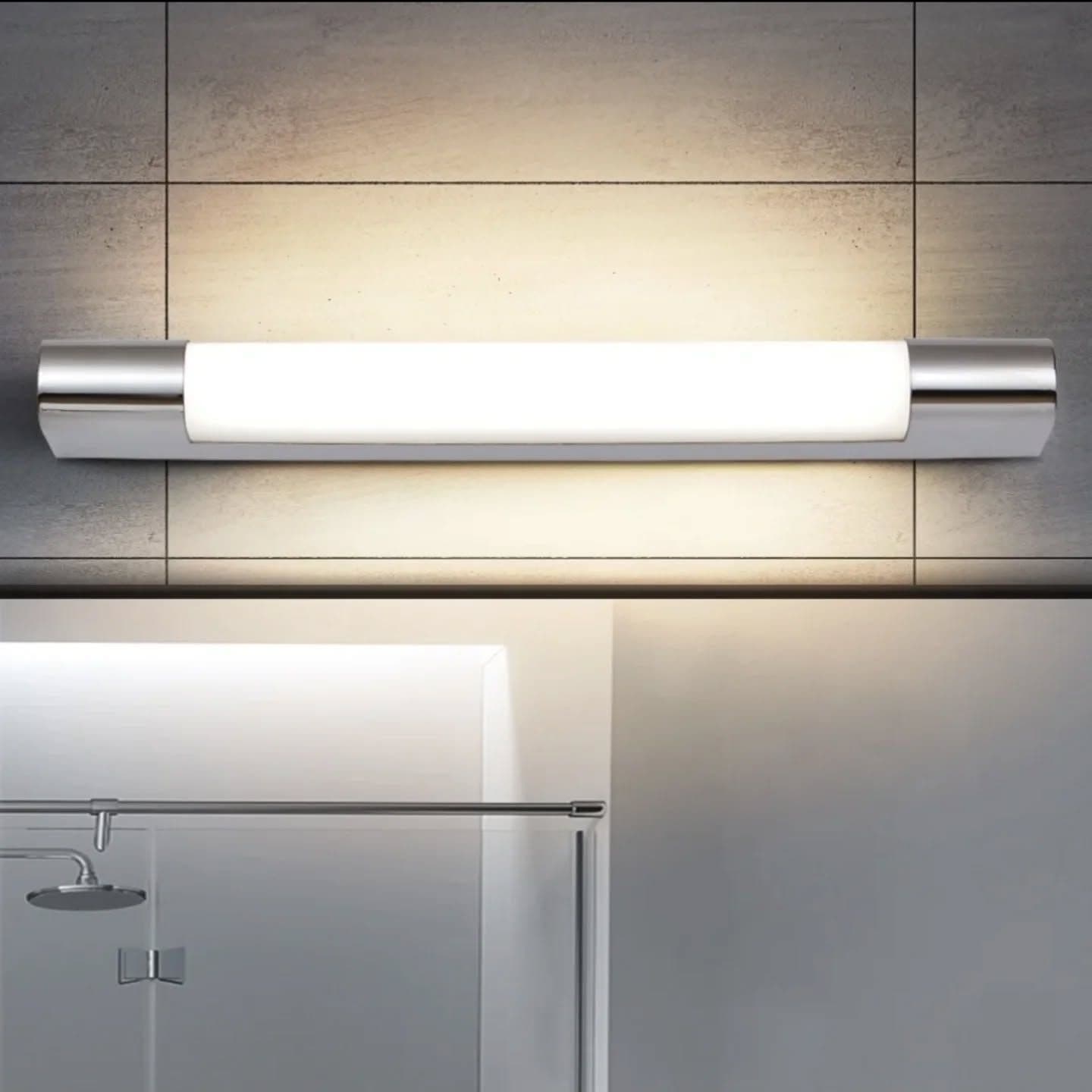 Modern Chrome and White LED Mirror Light - Large
