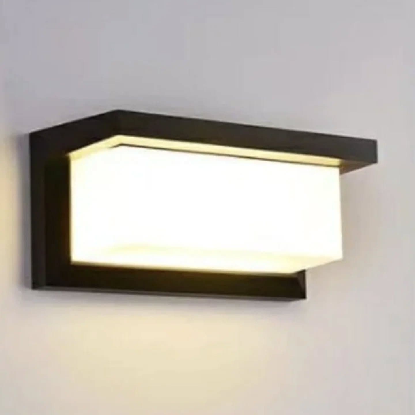 Modern Black Metal Outdoor Wall Light with Frosted Glass