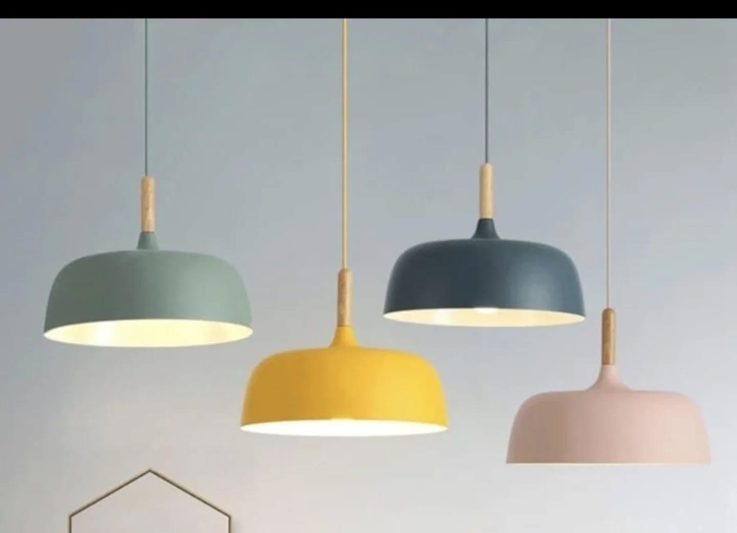 Modern Sage Green Wooden Dome Pendant Light