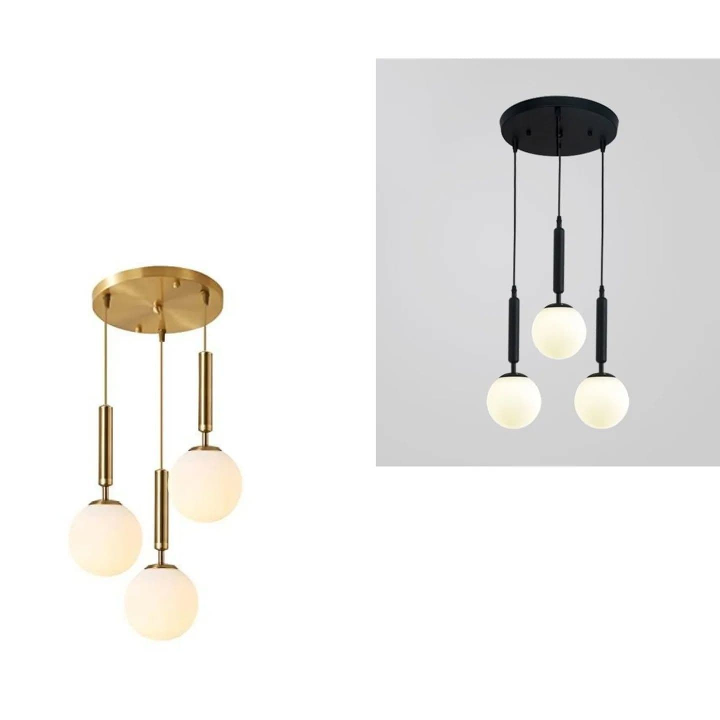 Modern Gold Multi-Light Pendant with Frosted Glass Globes